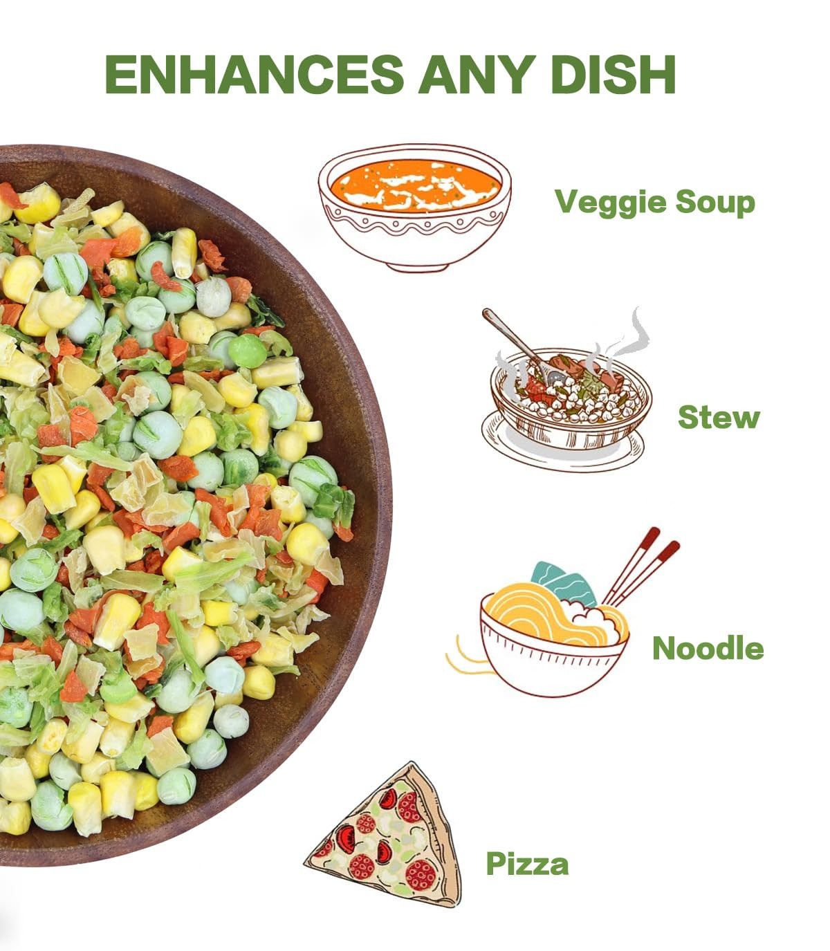 Dried Ramen Toppings, 220G/7.76OZ Dehydrated Vegetables, Natural Freeze Dried…