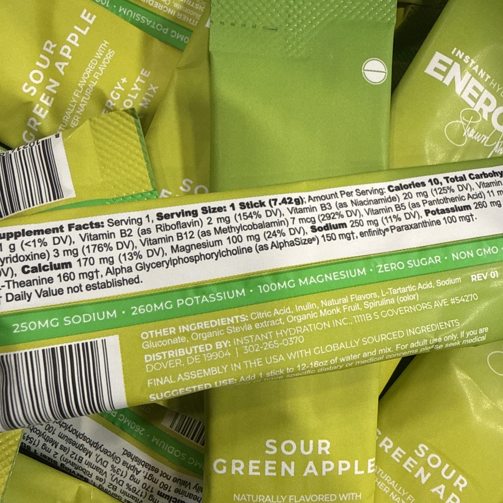 Instant Hydration ENERGY PLUS Drink SOUR GREEN APPLE – 30 Packets
