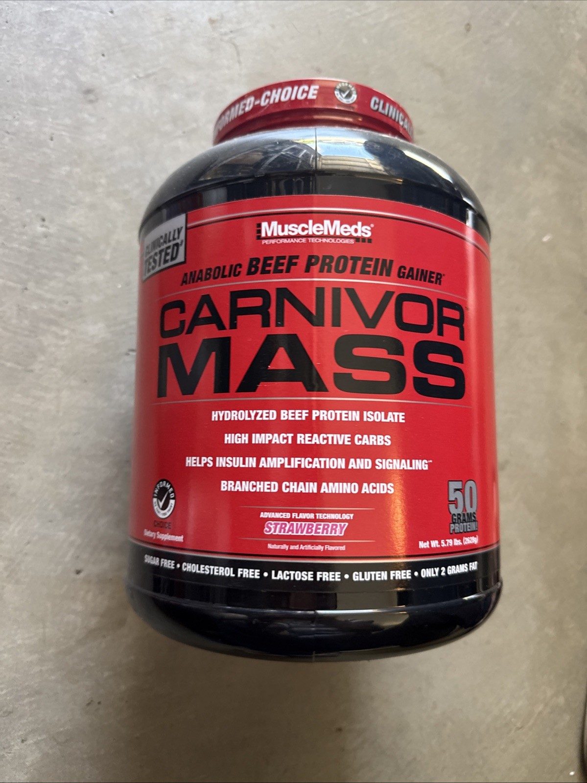 Carnivor™ Mass, Anabolic Beef Protein Gainer, Strawberry, 5.79 lbs (2,628 g)