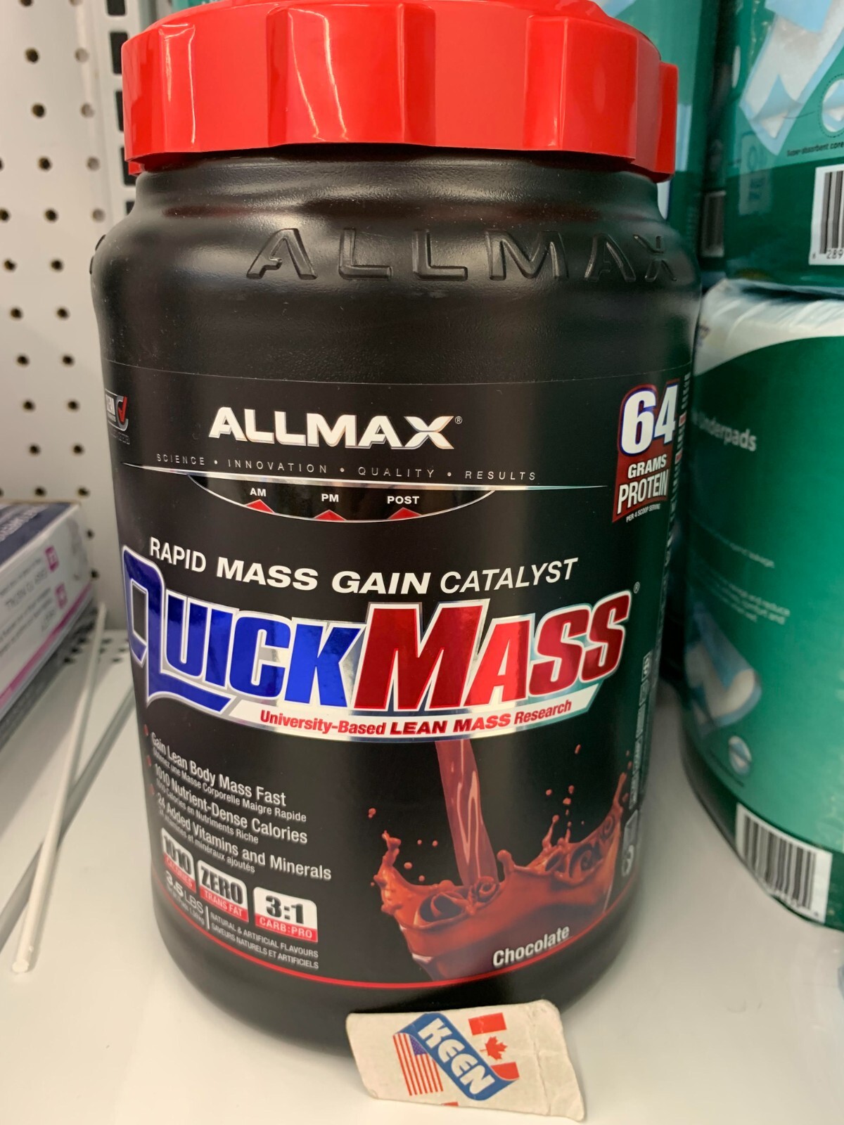Allmax Quickmass Chocolate Weight Gain Powder Supplement 3.5 LBS, Exp:27JN