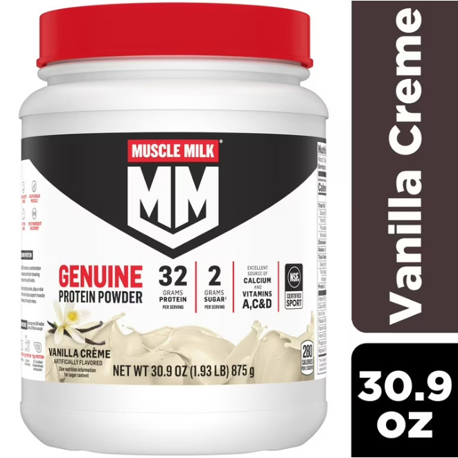2 Pack Muscle Milk Genuine Protein Powder, Vanilla, 32g Protein, 1.9lb, 30.9oz