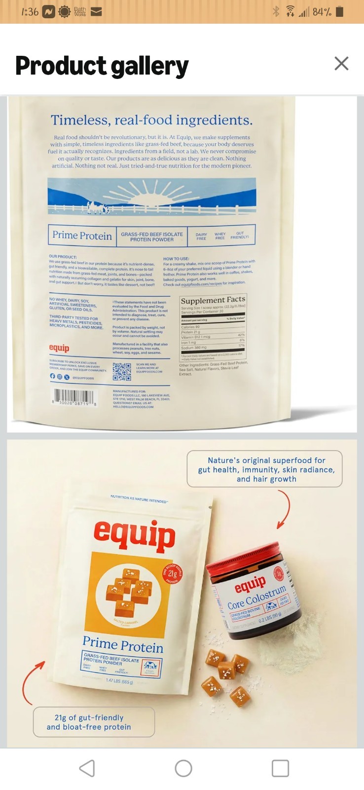Equip Prime Protein, Salted Caramel, 21g Protein Per Scoop