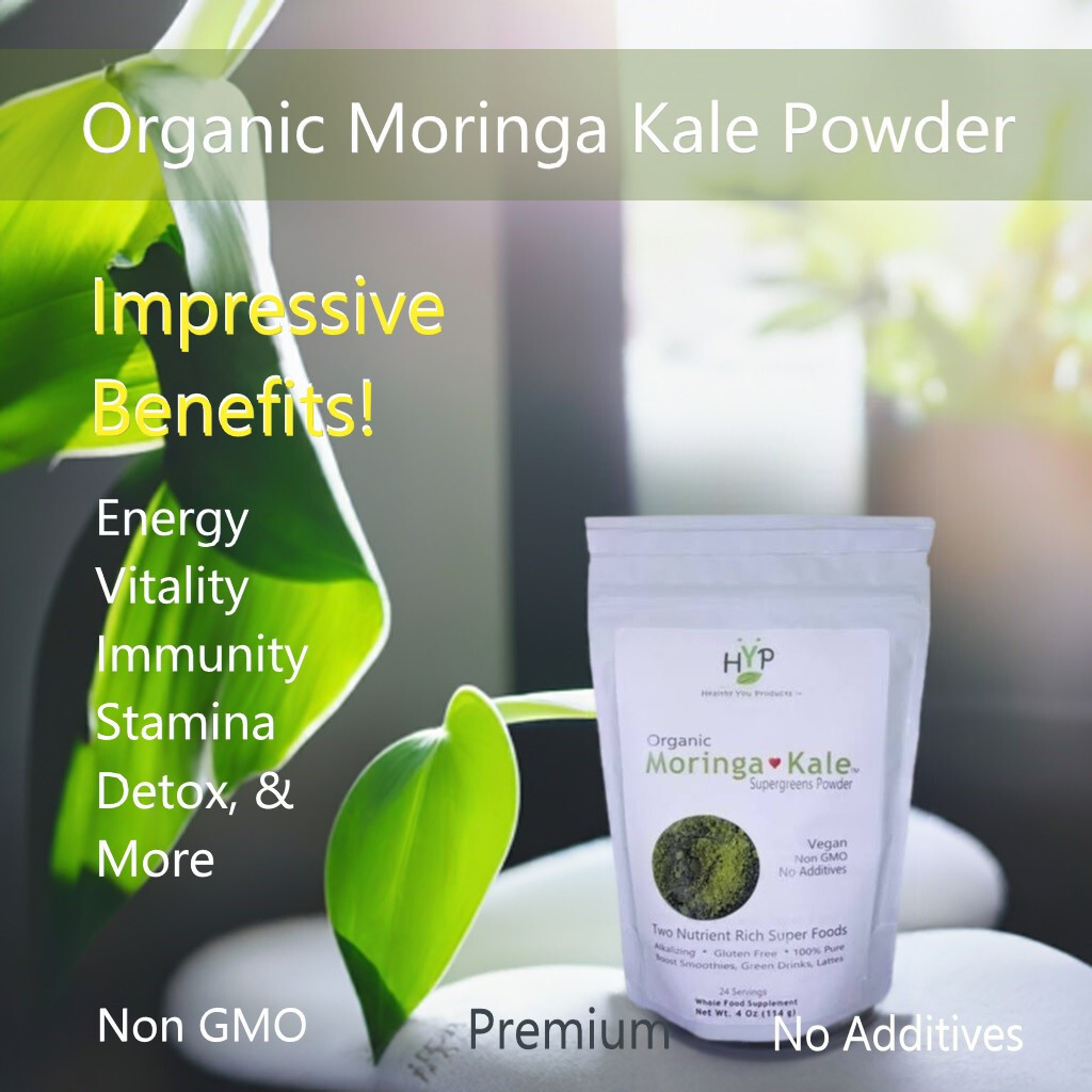 ORGANIC MORINGA & KALE POWDER COMBO – Energy Endurance Vitality – 4 oz Pure