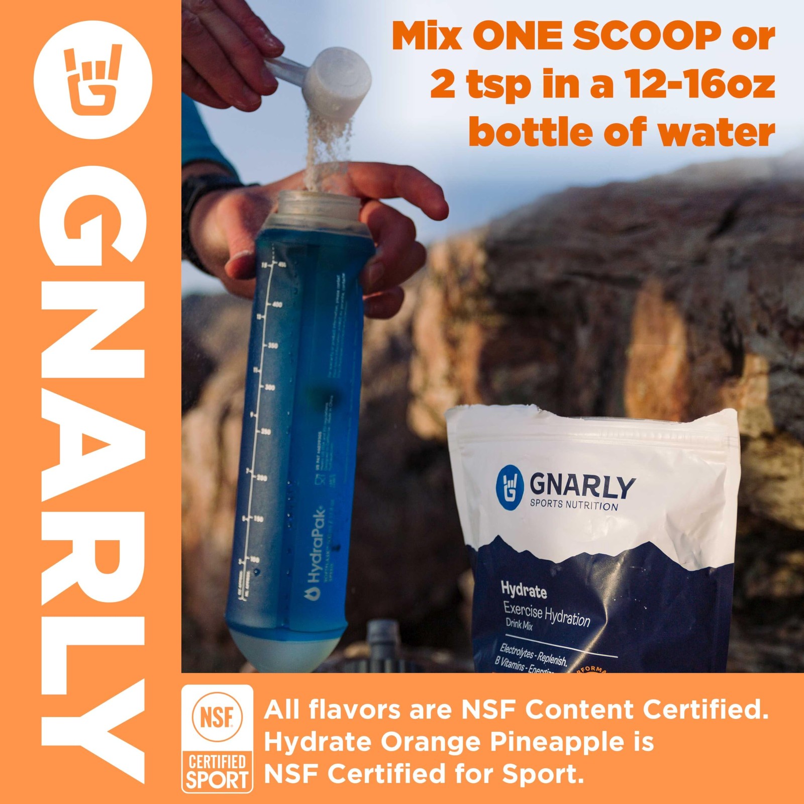 Gnarly Nutrition Hydrate Electrolyte Powder Orange Pineapple Exercise Hydration