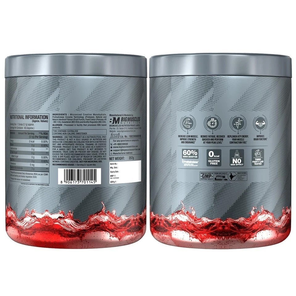 Creatine [257g, 83 Servings]| Sex On The Beach | Micronized Creatine Monohydrate