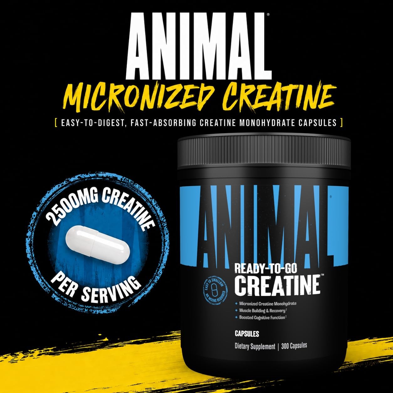 Micronized Creatine Monohydrate Capsules – 300 Caps, 2500mg per Serving to Su…