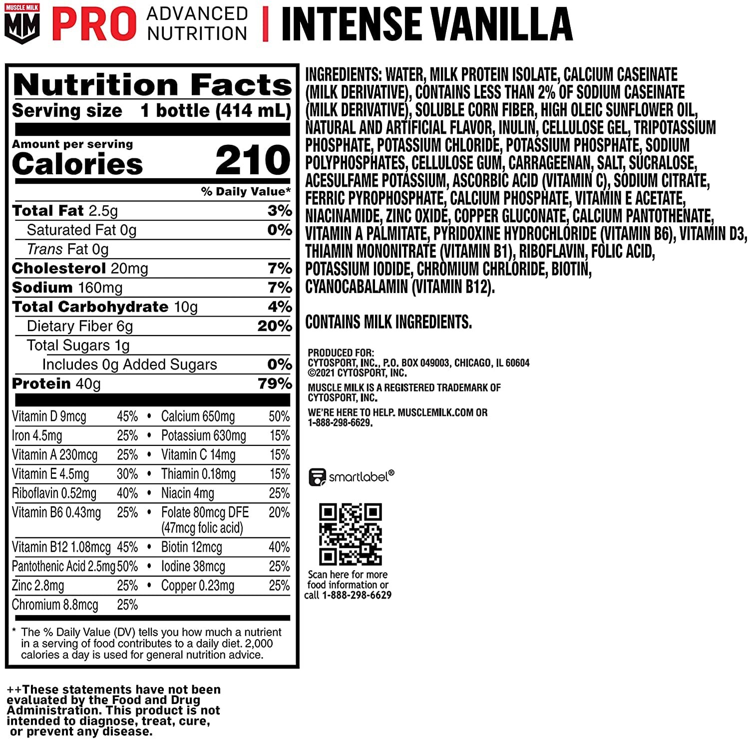 Muscle Milk Pro Advanced Nutrition Protein Shake, Intense Vanilla, 14 Fl Oz B…