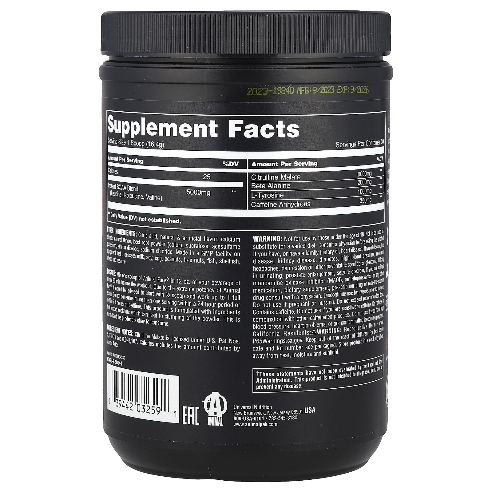 Fury®, Pre Workout, Watermelon, 1.08 lb (492 g)