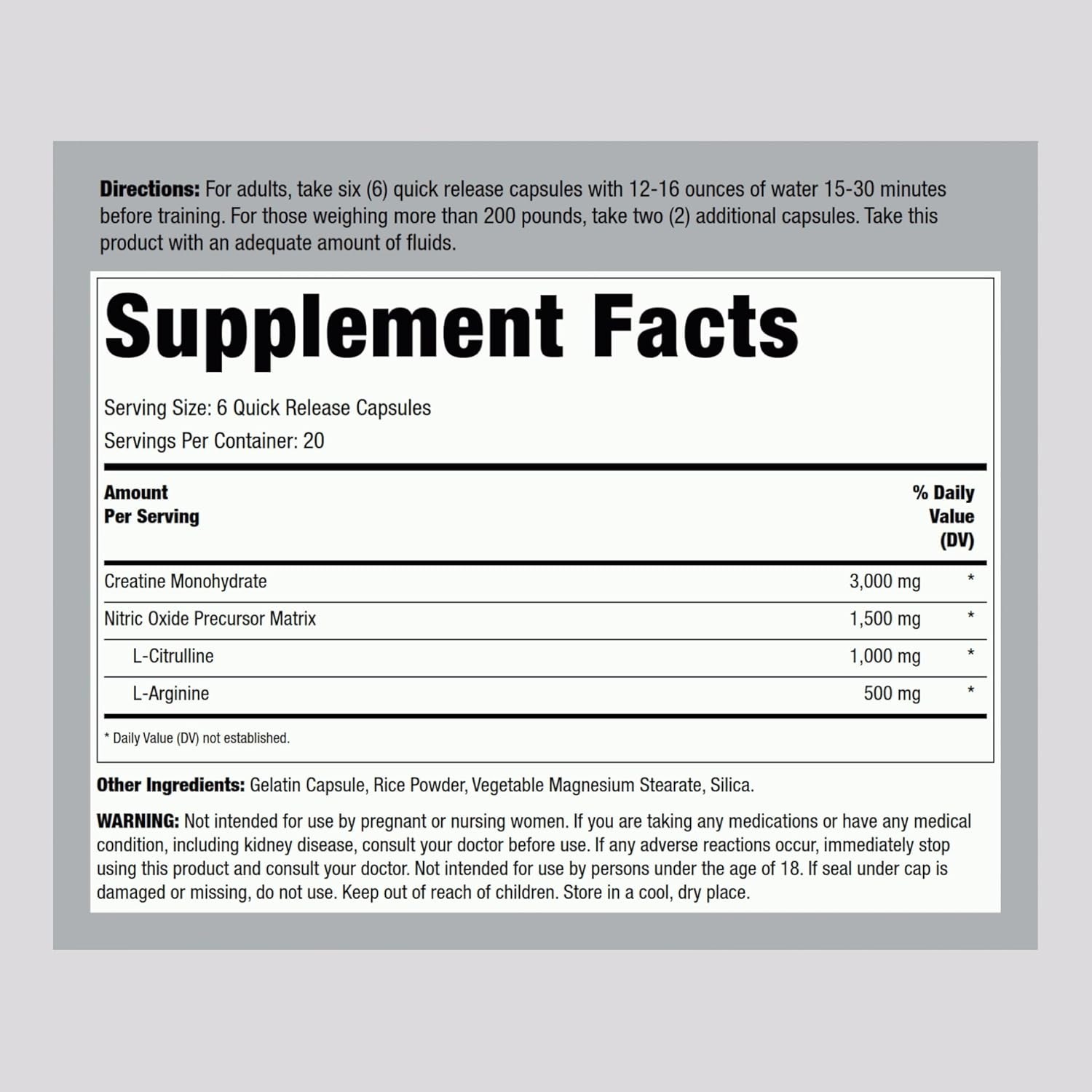 Creatine Capsules | 120 Count | 3000Mg | German Creatine Monohydrate | Creapure