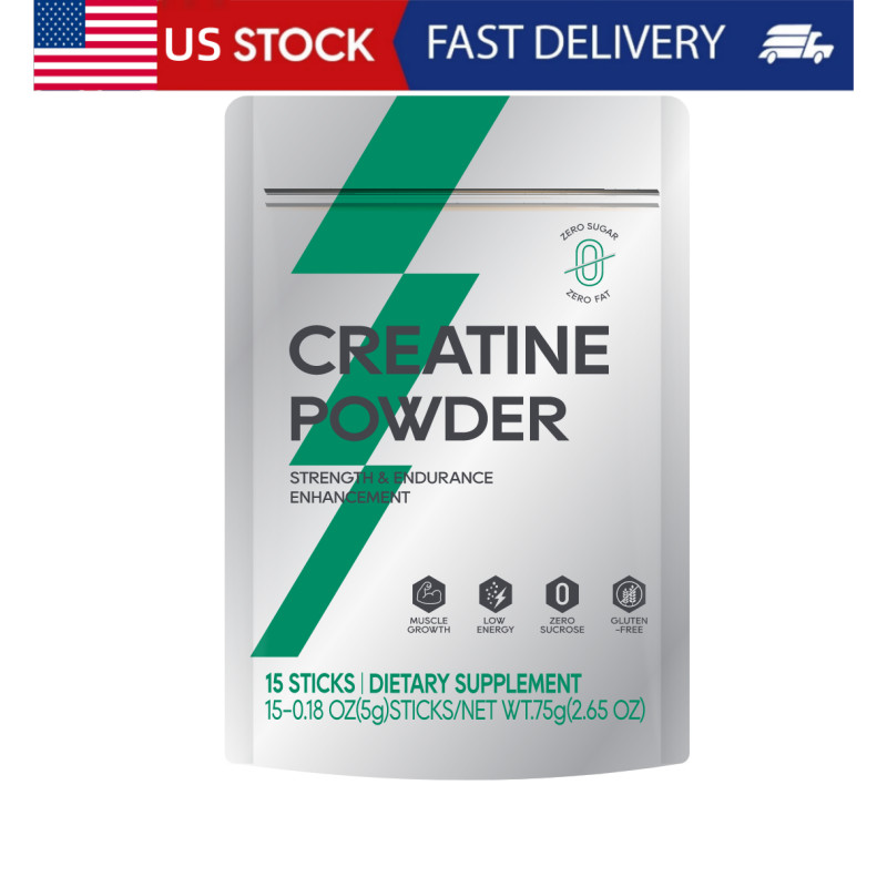 Creatine Powder 15 Sticks Zero Sugar Gluten Free Strength Endurance Workout