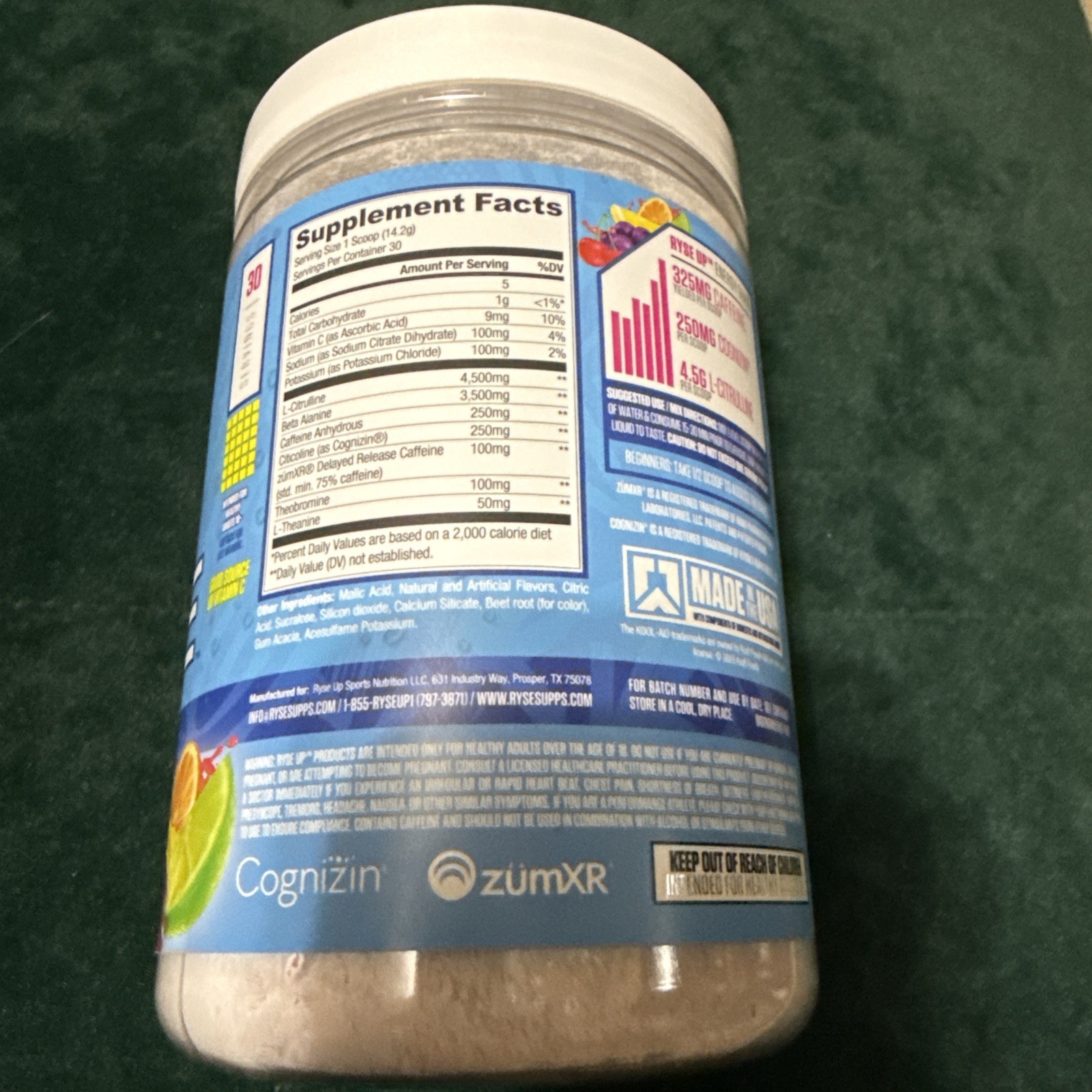 Ryse Up Supplements Kool-Aid Loaded Pre Workout Tropical Punch 15 Oz 30 Servings