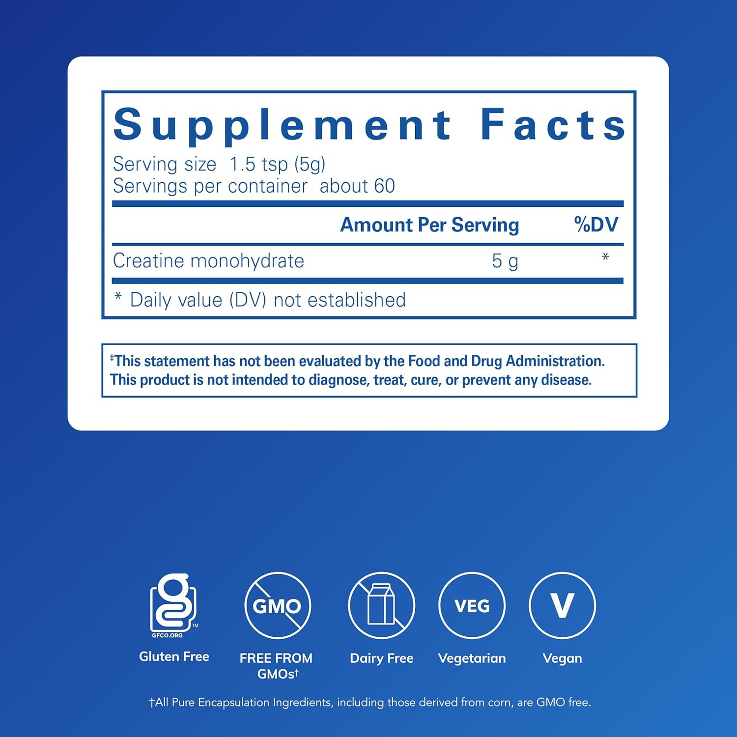 Pure Encapsulations Creatine Powder, Muscle Performance Support, 315 g, 60 Sers