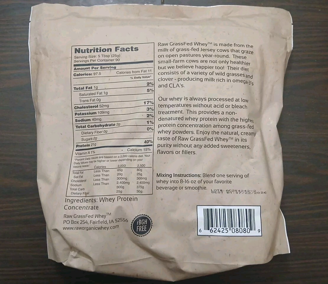 Raw Grass Fed Whey 5LB – Happy Healthy Cows, COLD PROCESSED Undenatured 100%