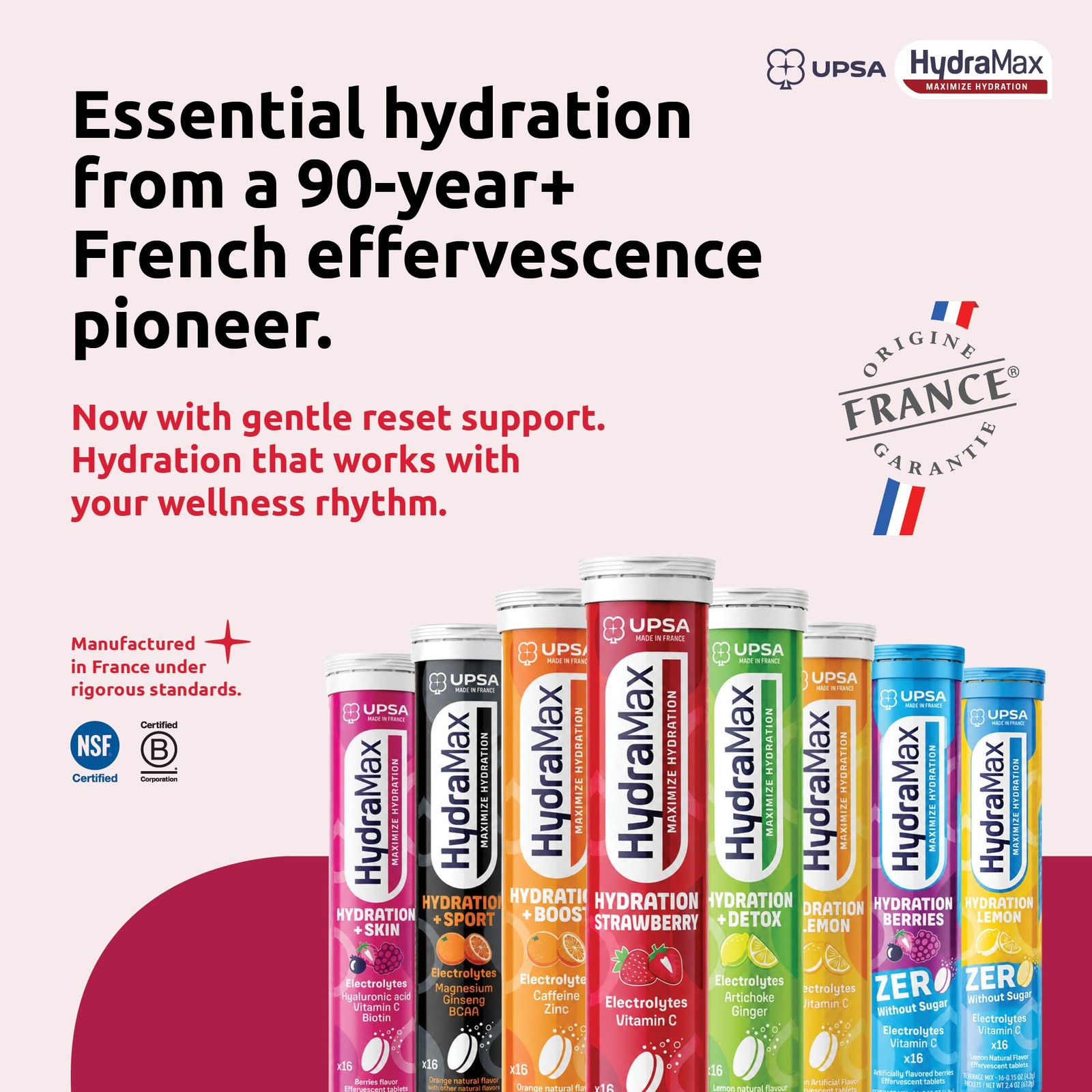 Upsa HydraMax Daily Electrolyte Hydration 16 Count (Pack of 3), Strawberry