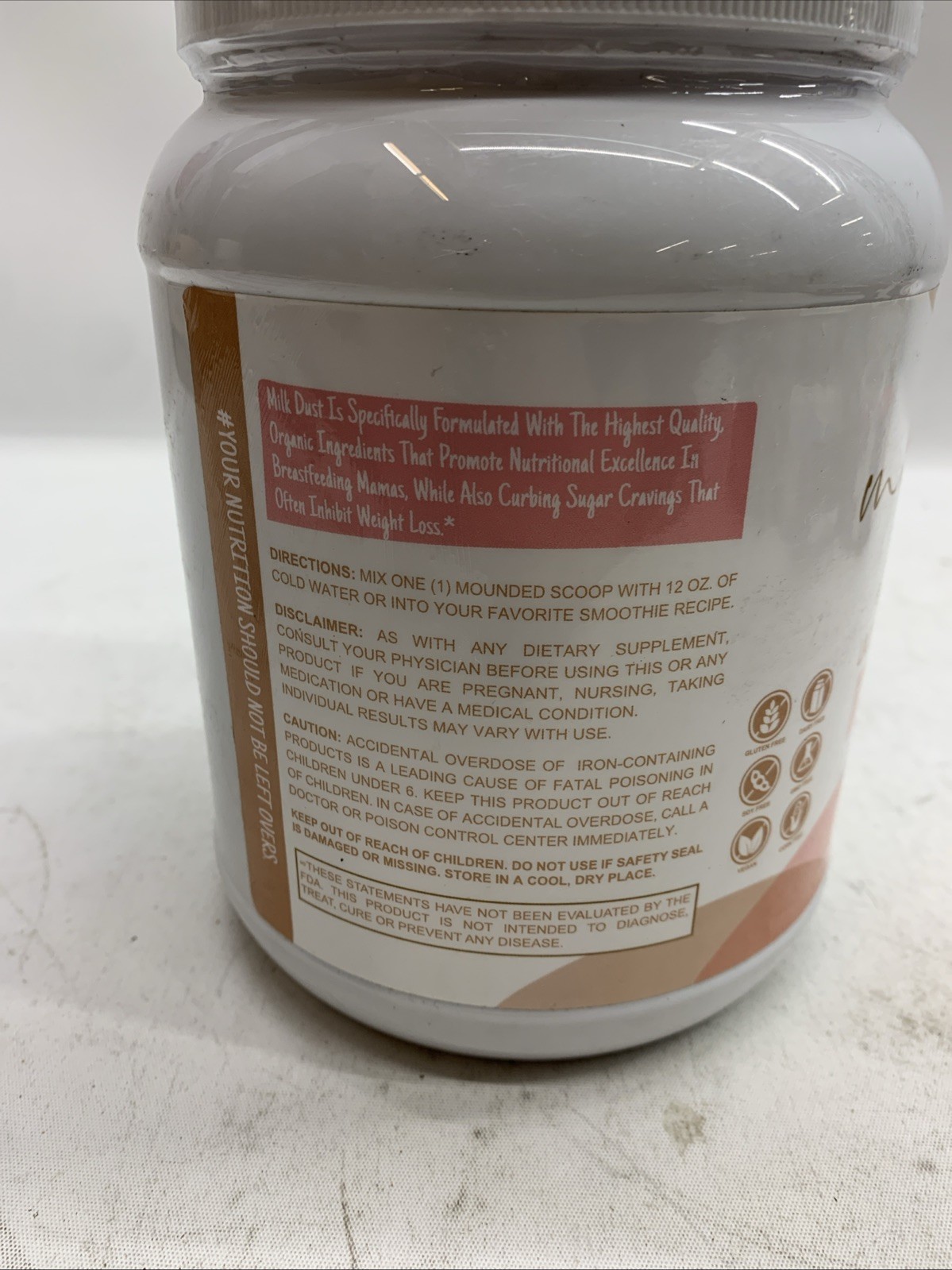 Milk Dust Lactation Protein Powder Fudge Brownie 1.45lbs 22 Servings Plant-Based