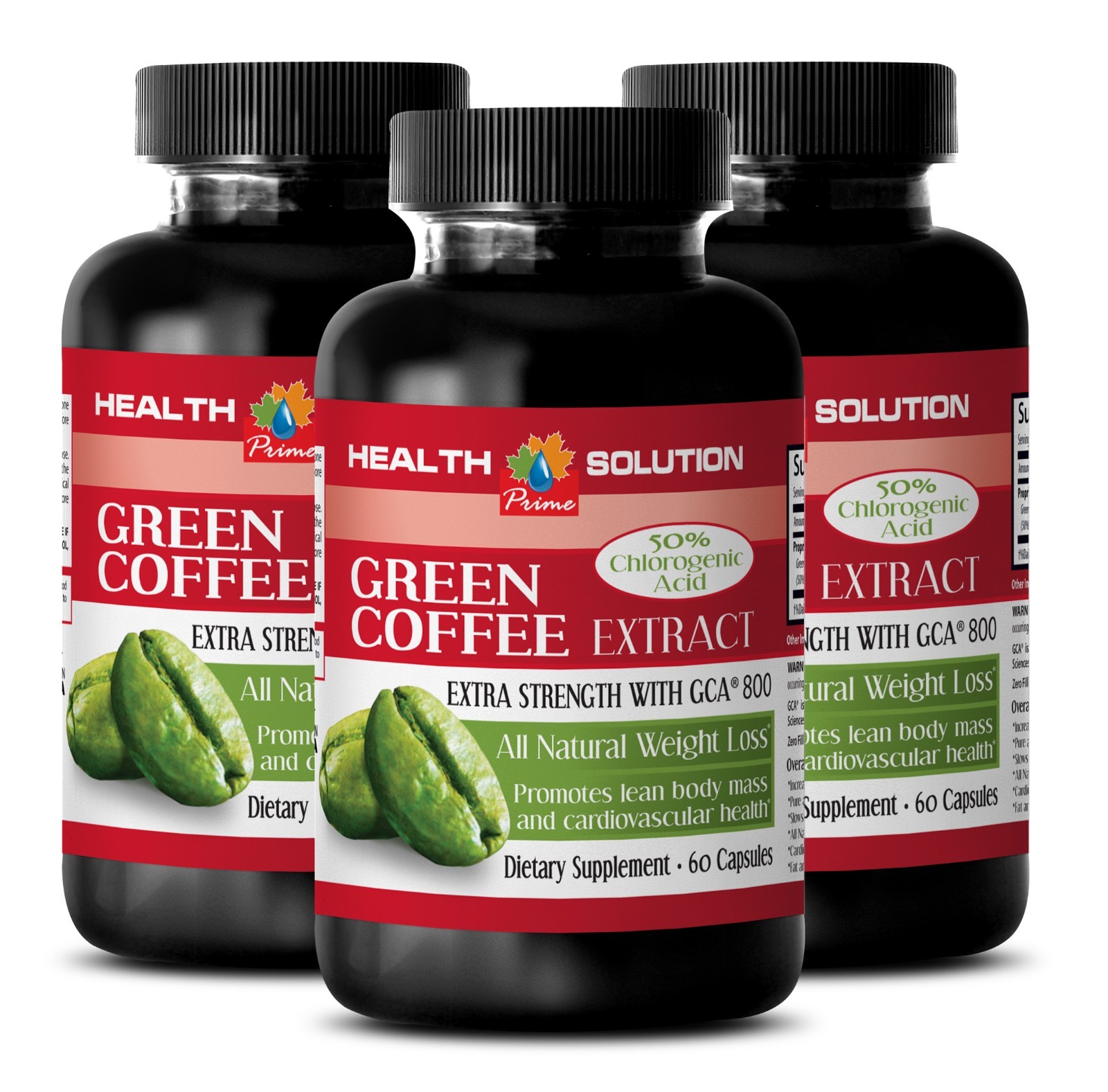3 Bottles Organic Green Coffee Beans Extract GREEN COFFEE EXTRACT WITH GCA® 800