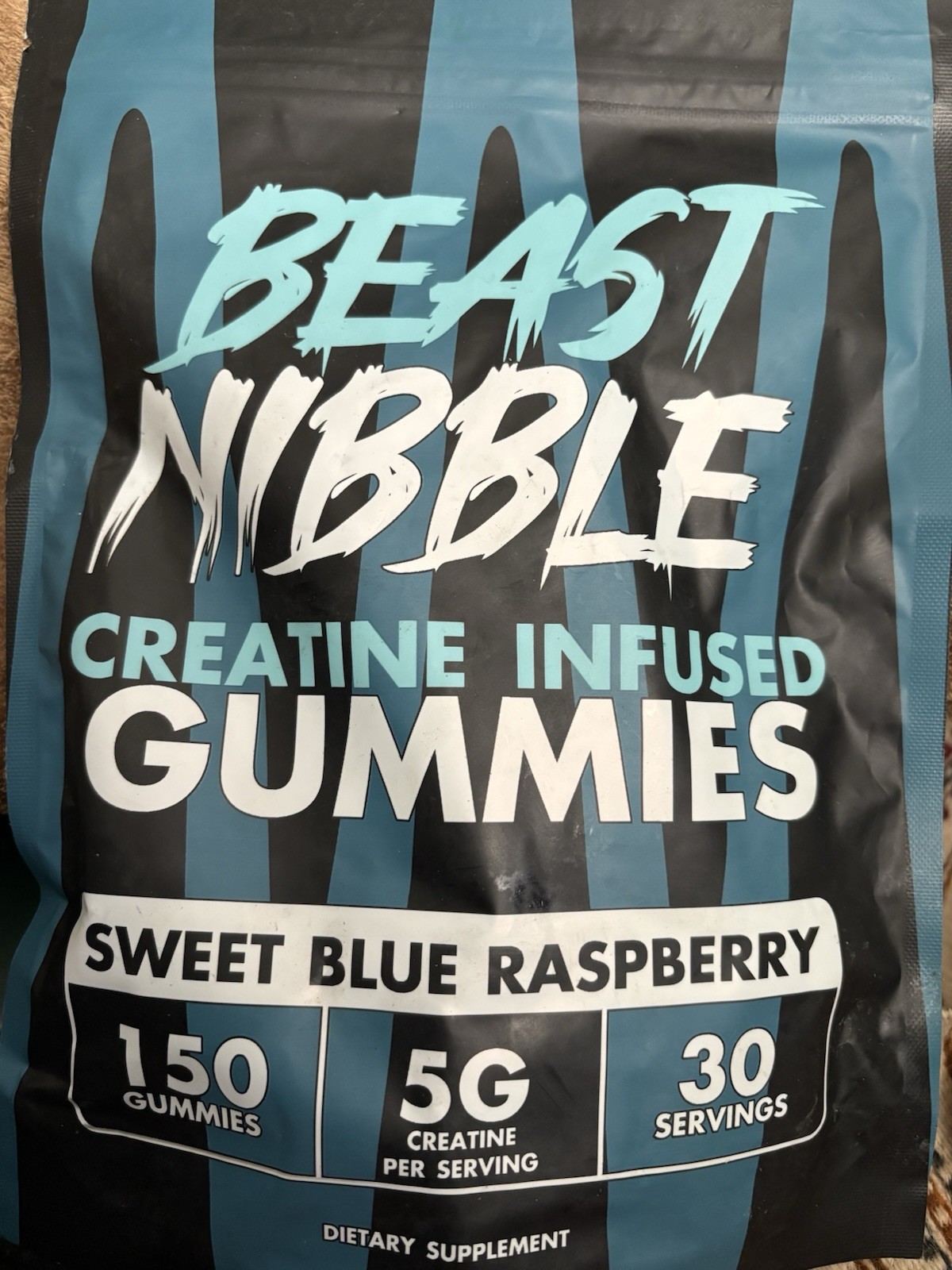 New Sealed Beast Nibble Creatine Gummies Blue Raspberry 150ct/30 Serving