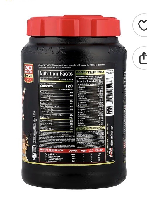 ALLMAX ISOFLEX Pure Whey Isolate Protein Powder – Gluten Free, Low Lactose