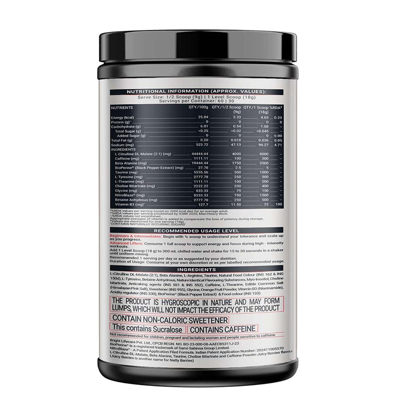 MuscleBlaze WrathX Pre Workout Powder 540g – Natty Berries, Creapure, NitroBlaze