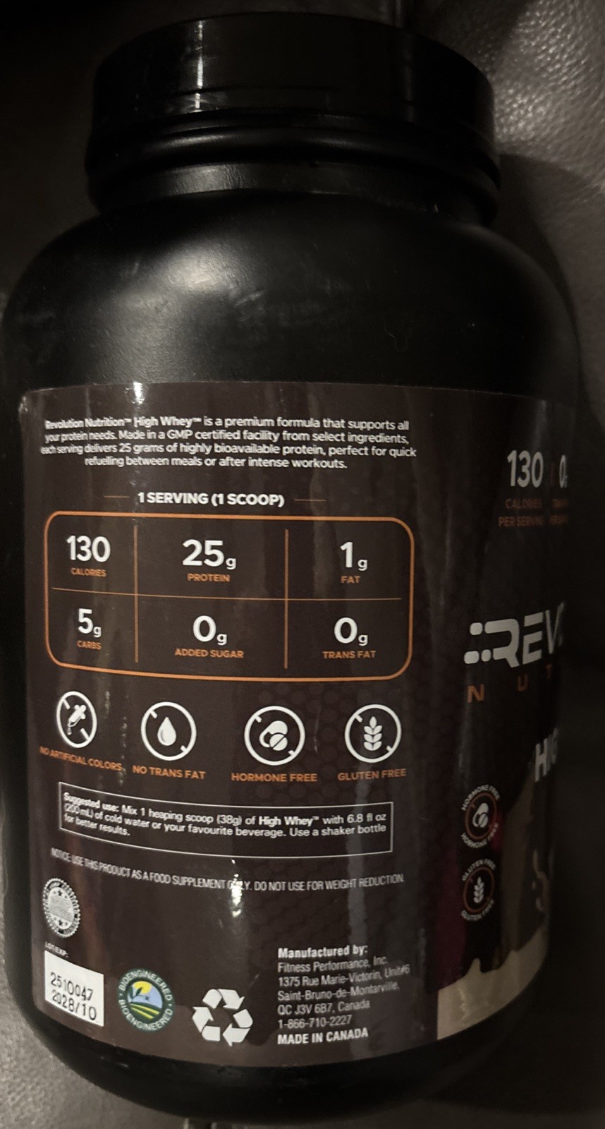 Revolution Nutrition High Whey Protein Powder 2LB Whey Isolate Gluten Free Le…