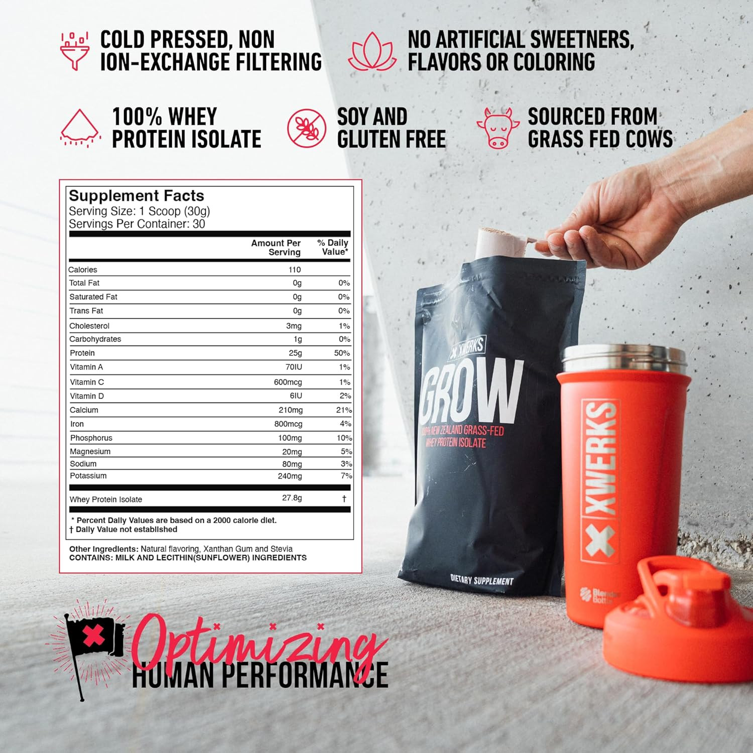 Grow Whey Protein Powder, 25G Pure Isolate Protein from New Zealand Grass Fed Co
