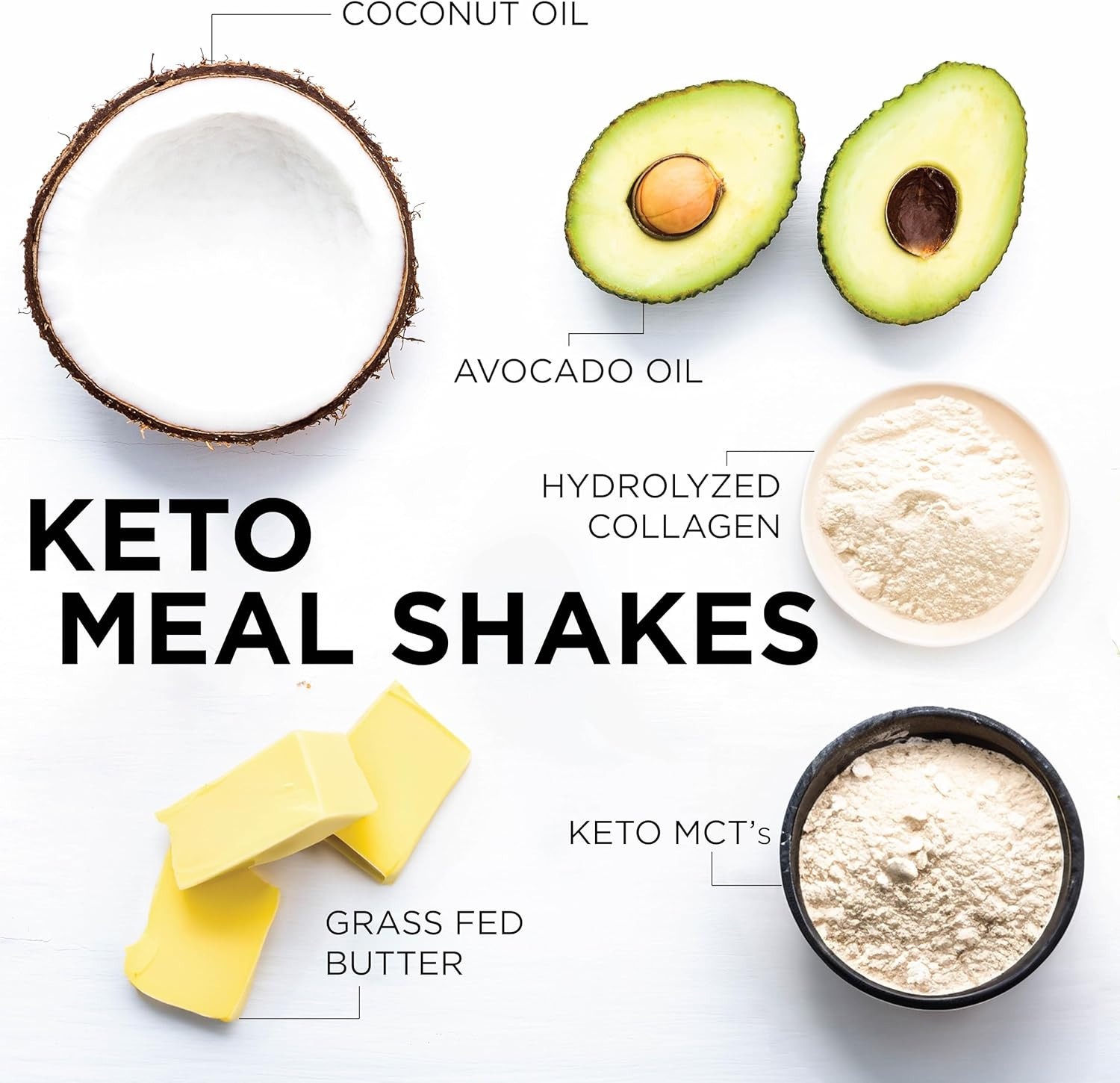 Keto Shake Powder – Chocolate Meal Replacement with MCT Oil, Collagen, Protein –
