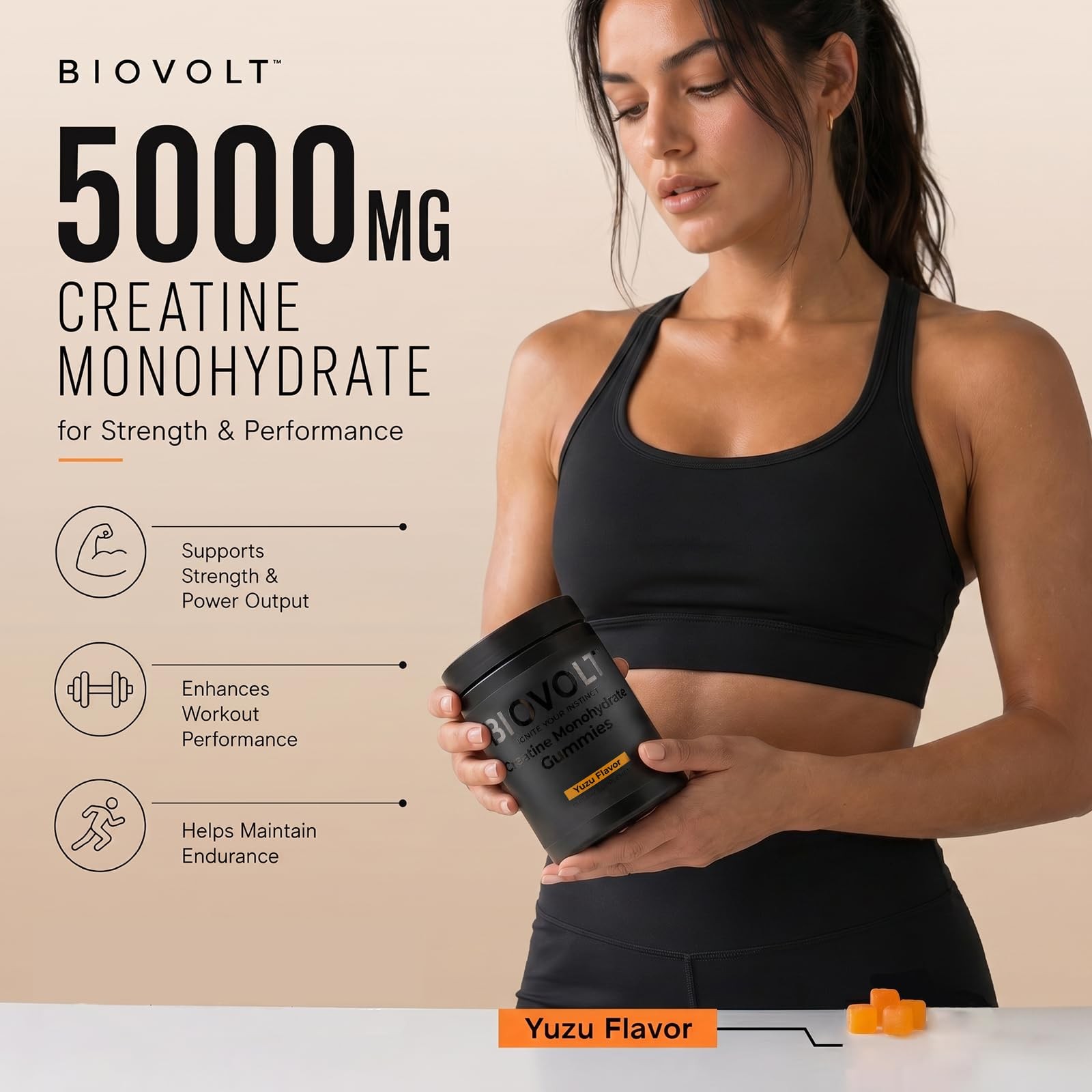 Creatine Monohydrate Gummies 5000mg for Men & Women – Sugar Free Pre Workout …