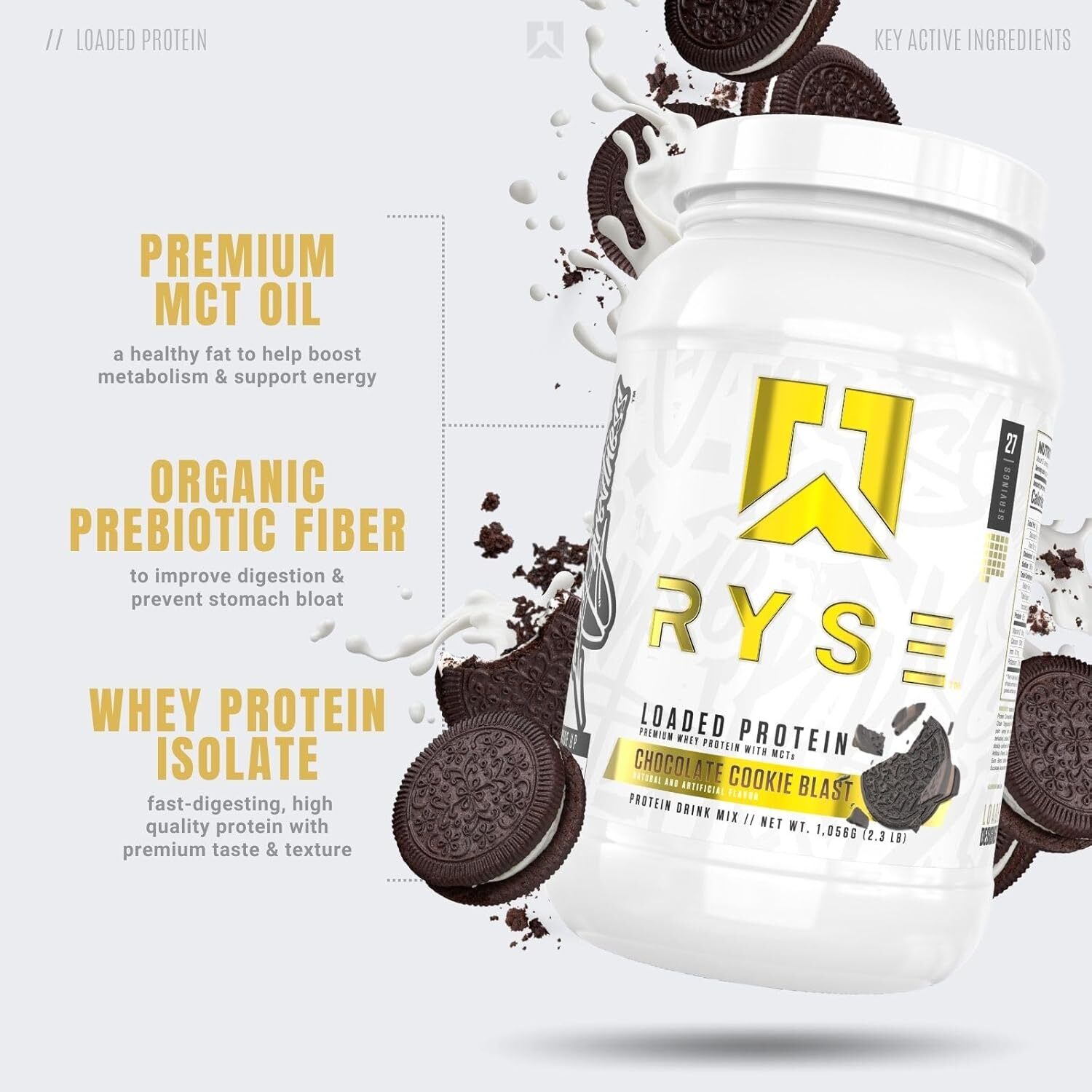 Ryse Loaded Protein 27 Servings (Chocolate Cookie Blast) 2.3 lbs – Pack of 2