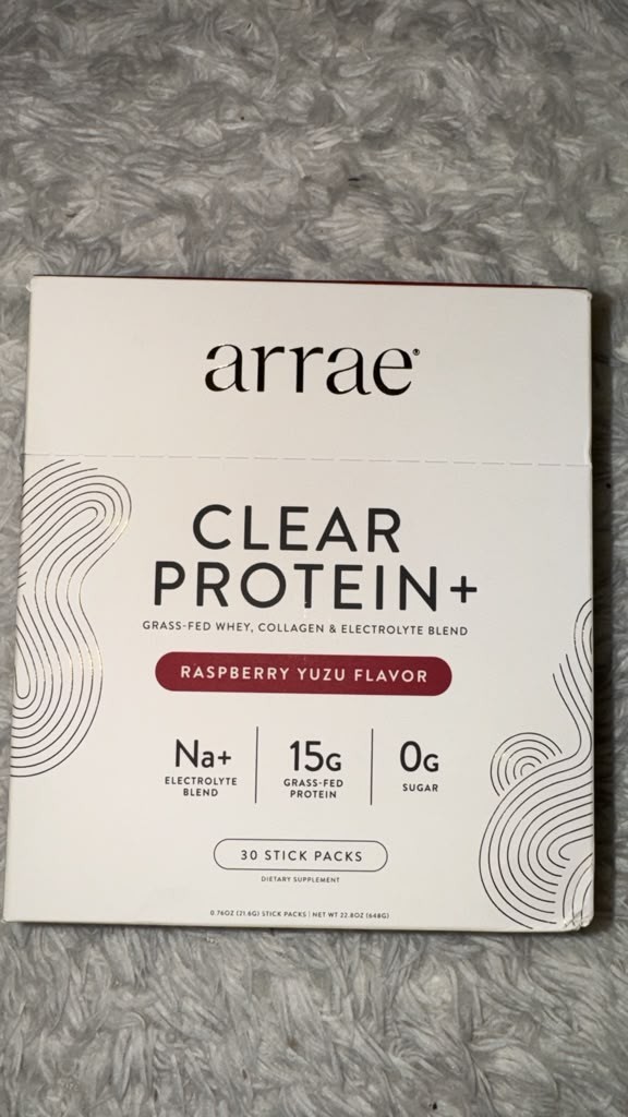 Arrae Clear Protein+ Raspberry Yuzu 30 Stick Packs Grass-Fed Whey Collagen NEW