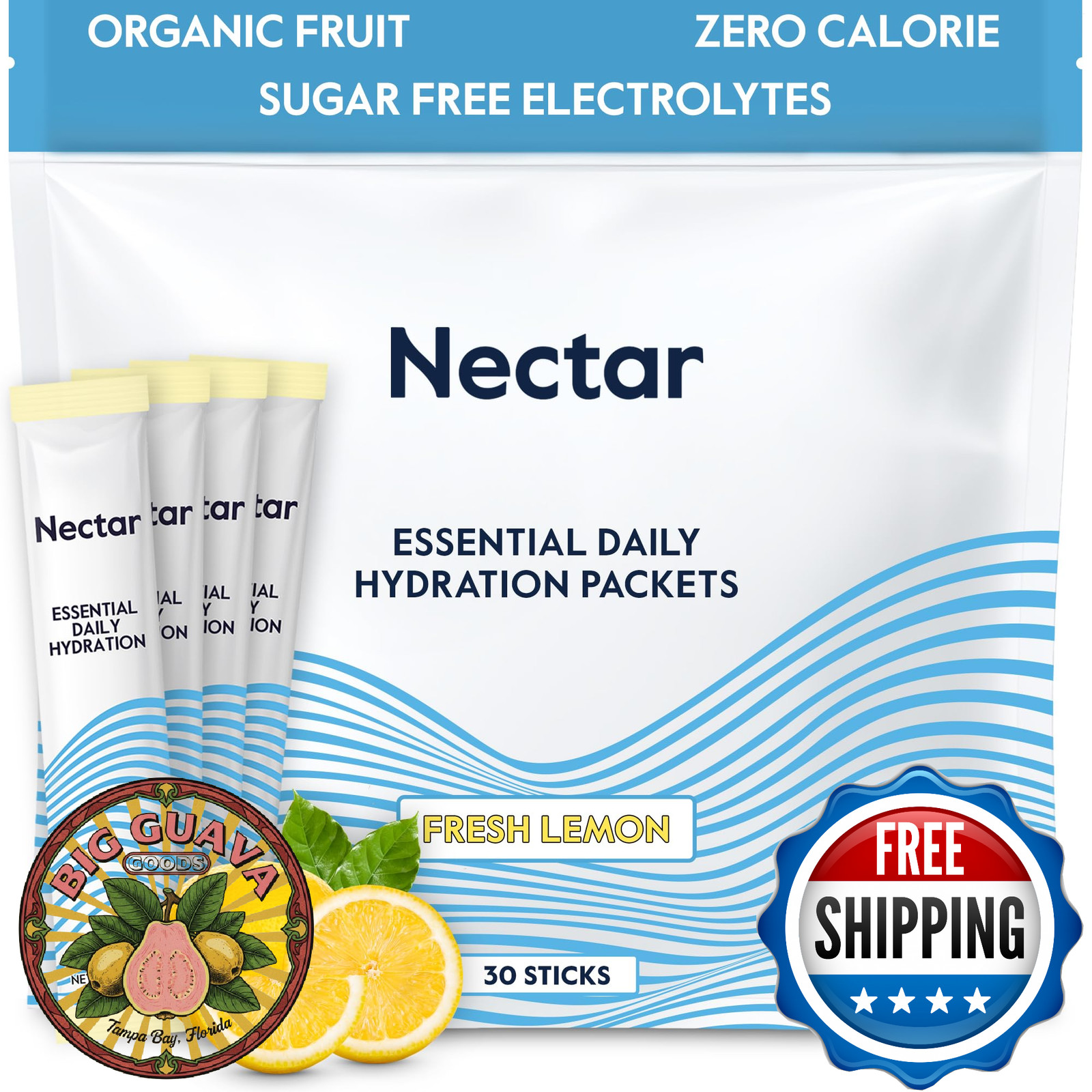 Nectar Hydration Packets Electrolytes Powder No Sugar Calories Organic Fruit Liq