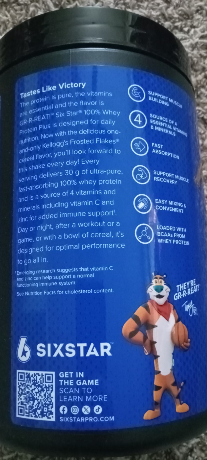 100% Whey Protein plus Kelloggs Frosted Flakes, 1.81 lbs, approx 18 servings
