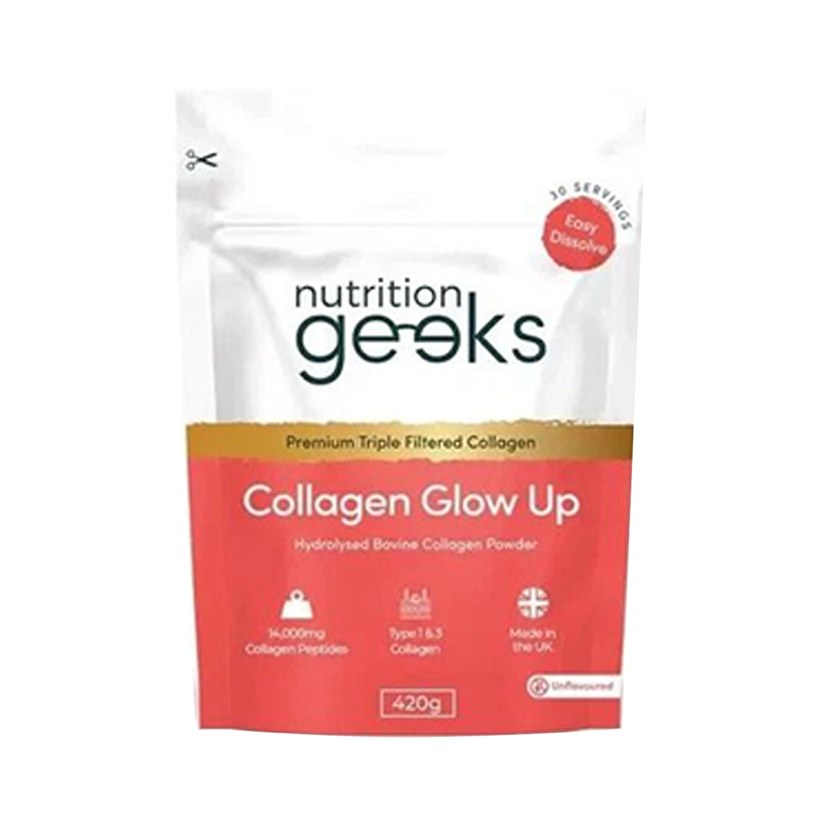 Nutrition Geeks Collagen GlowUp Powder New & Improved 14000mg 420g 30 Serving^