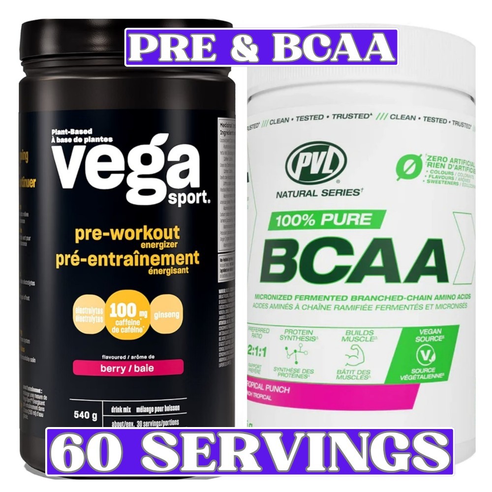 Vega Sport Pre-Workout + PVL BCAA Bundle – 60 Total Servings