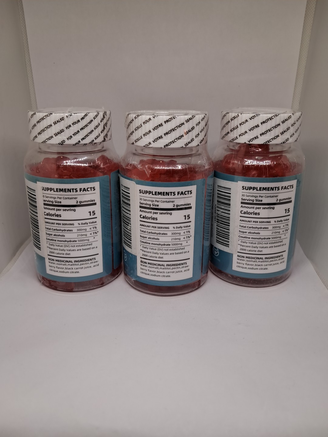 Lot Of 3 Bageto Creatine Monohydrate Gummies 5g Strawberry 60ct 09/26