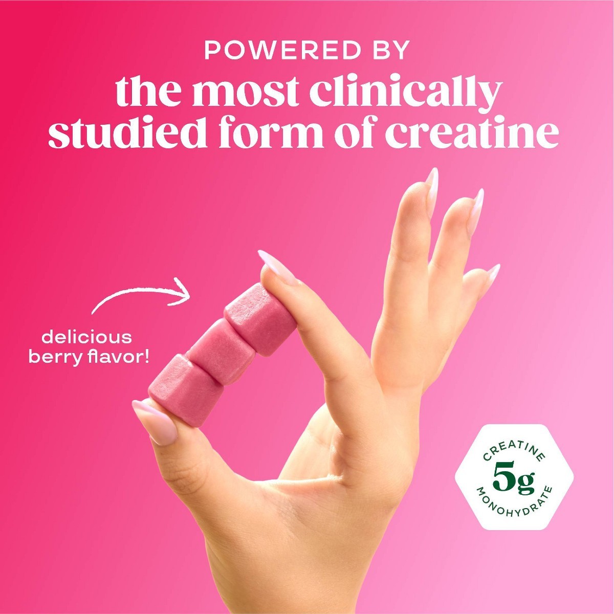 BLOOM NUTRITION Creatine Monohydrate Gummies – Berry Boost – 36ct/12 Servings