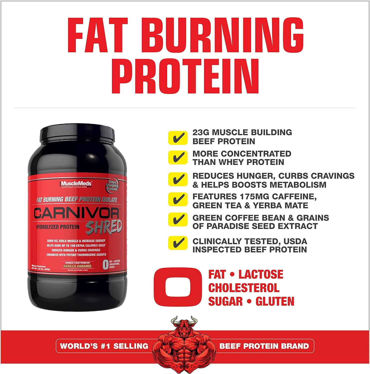 MuscleMeds Carnivor Shred Fat Burning Hydrolized Beef Protein Isolate, 0
