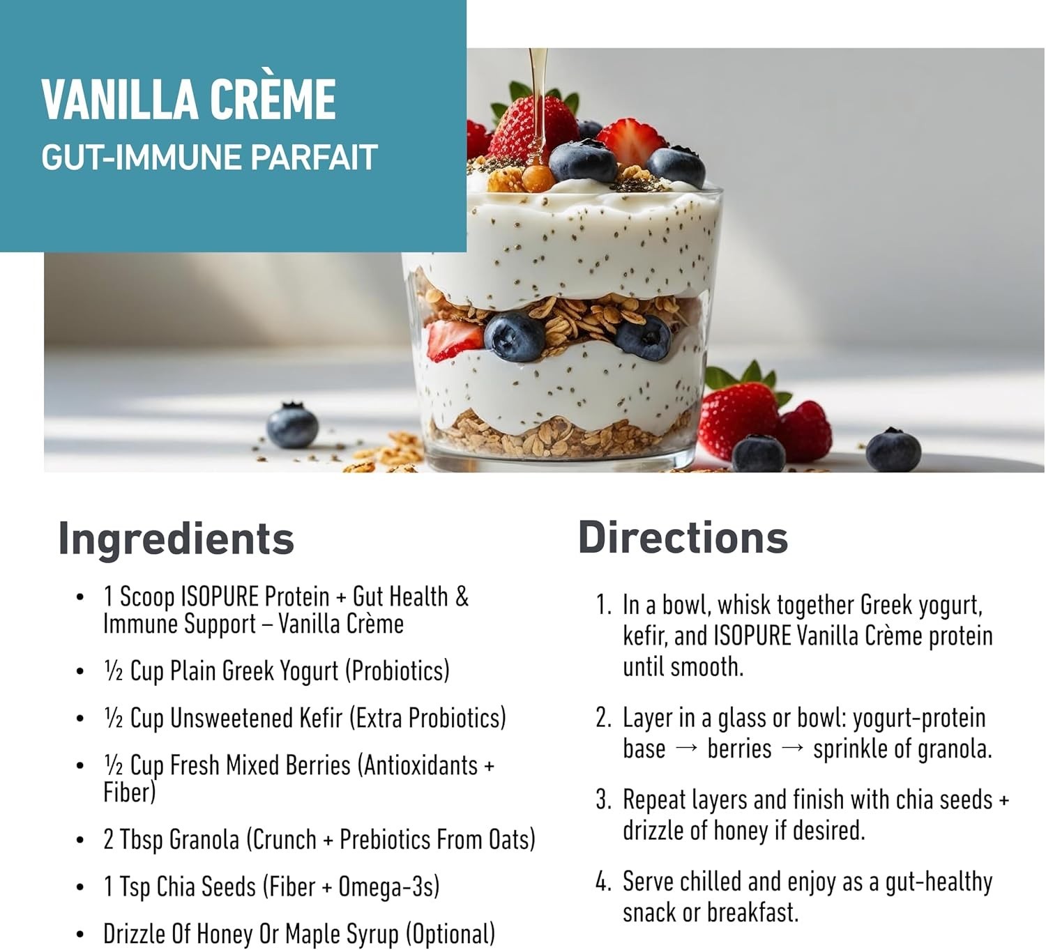 Isopure Protein Powder Vanilla Creme 25g Whey Prebiotics Vitamins 12 Servings