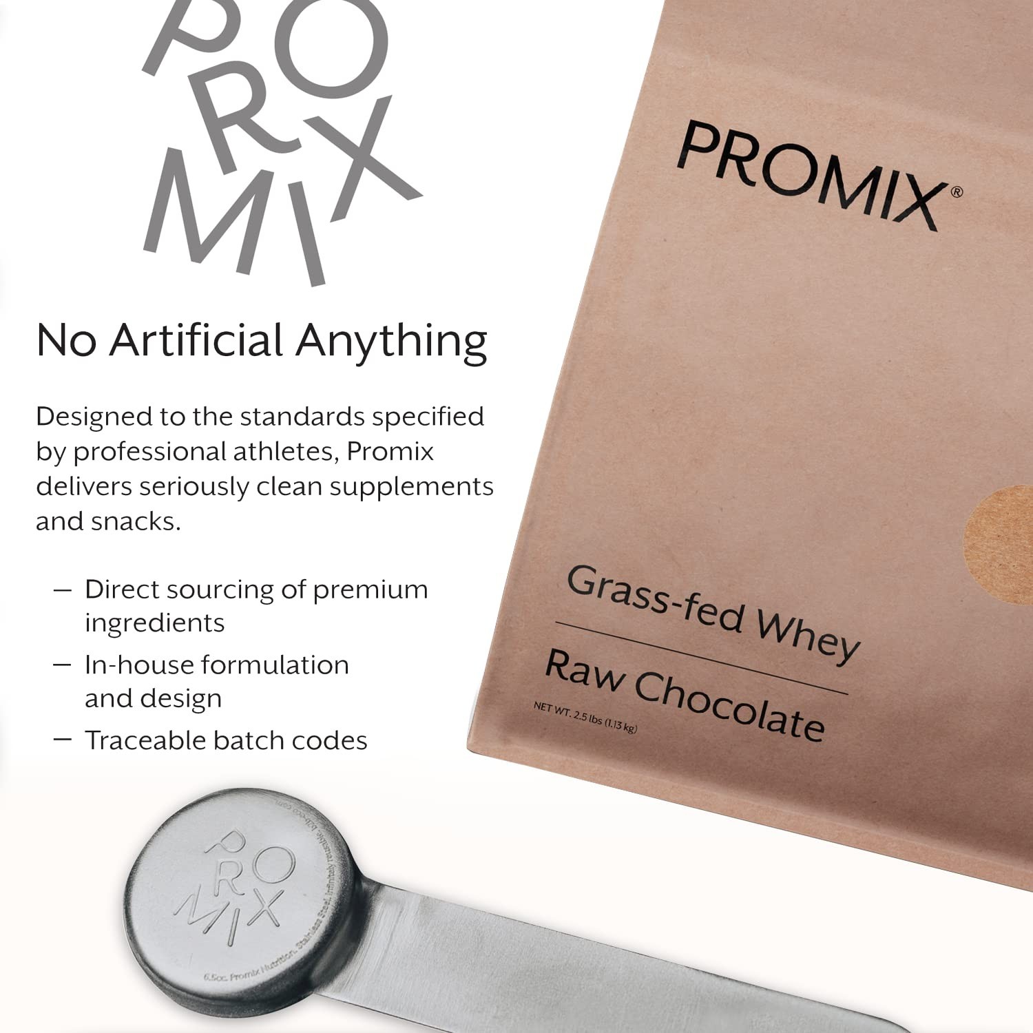 Promix Whey Protein Powder, Raw Chocolate – 2.5lb Bulk – Grass-Fed & 100% All…