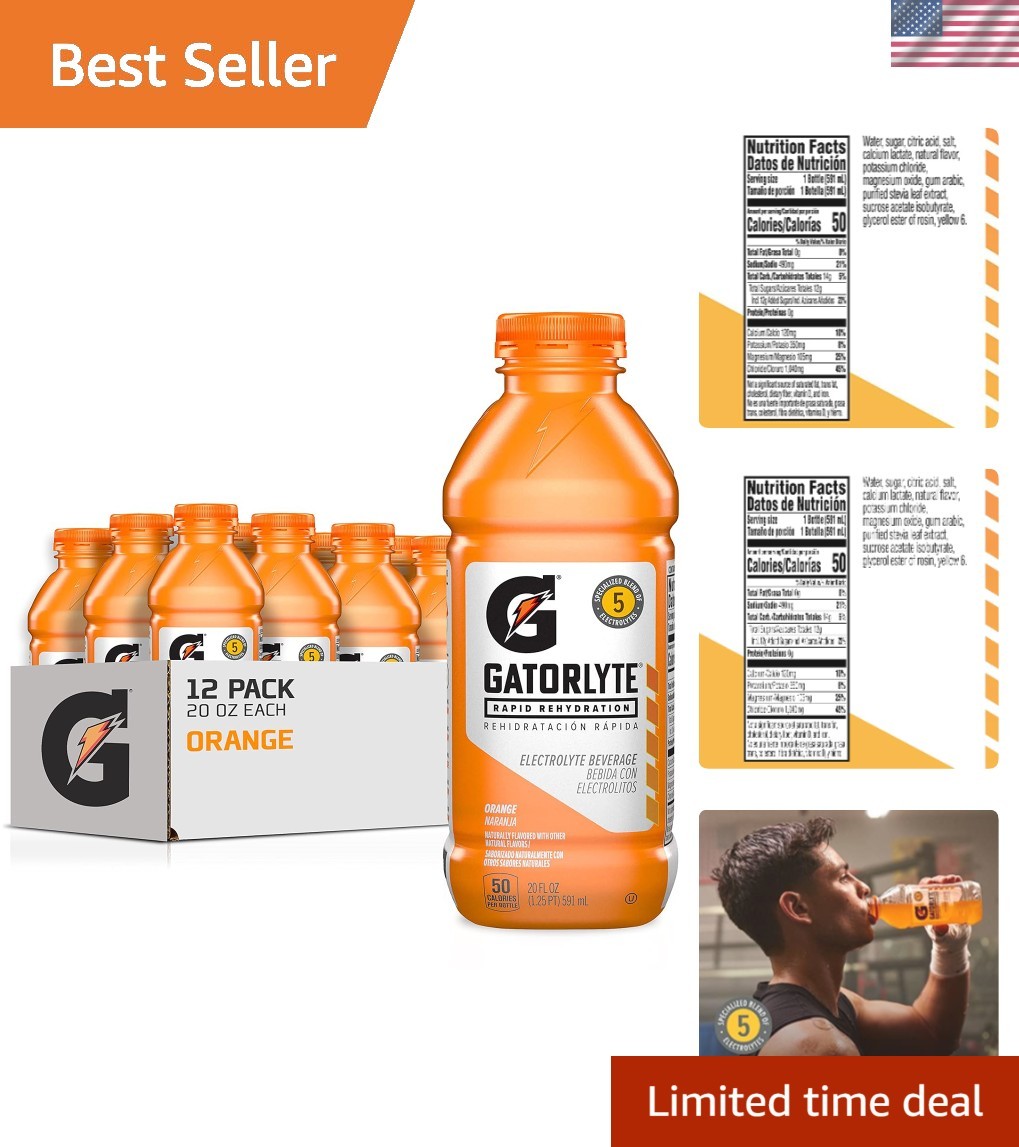 Electrolyte Power – 12 Pack of 20oz Low Sugar Orange Drinks for Rapid Hydration