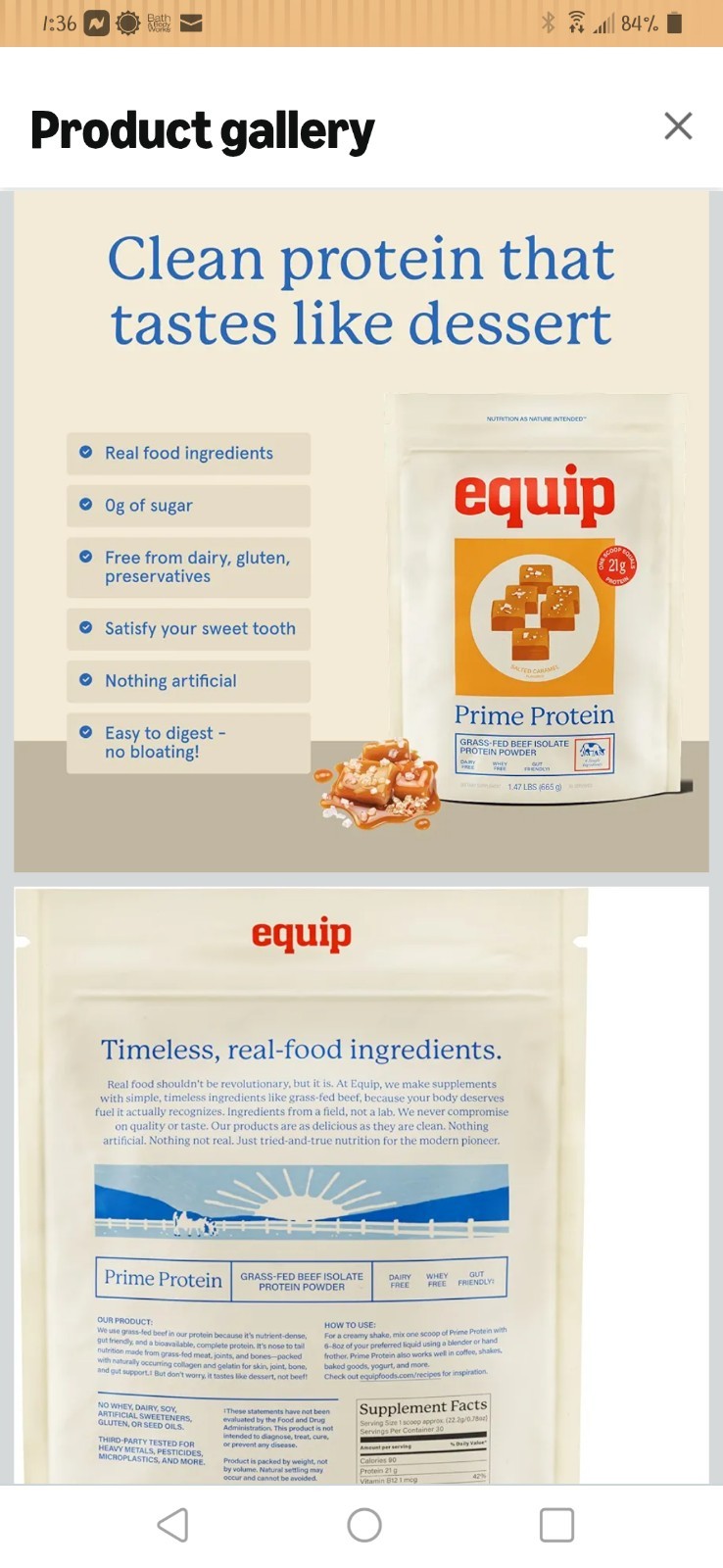 Equip Prime Protein, Salted Caramel, 21g Protein Per Scoop