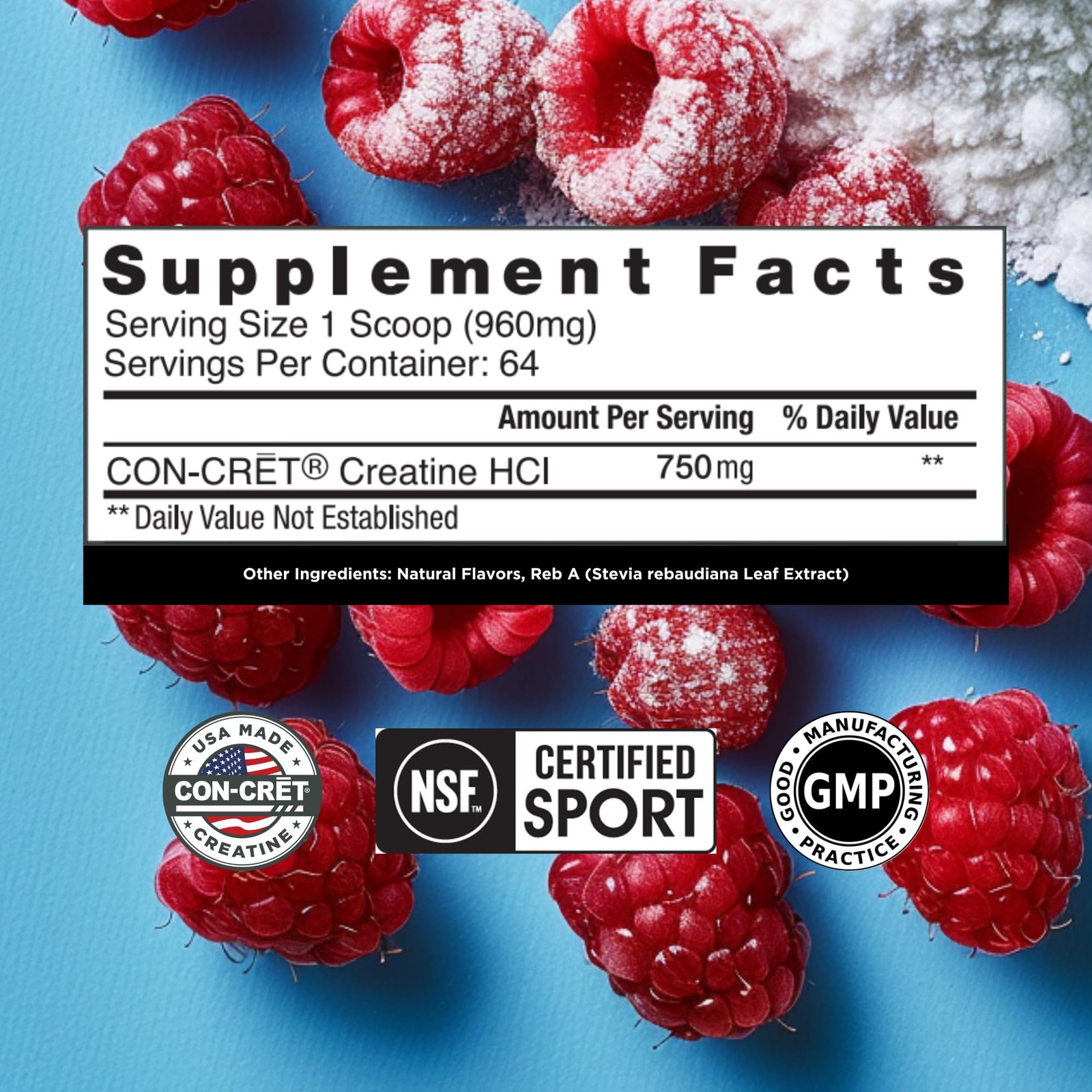 CON-CRET Creatine HCl Powder | Muscle, Cognitive, Cellular Energy 64 Servings