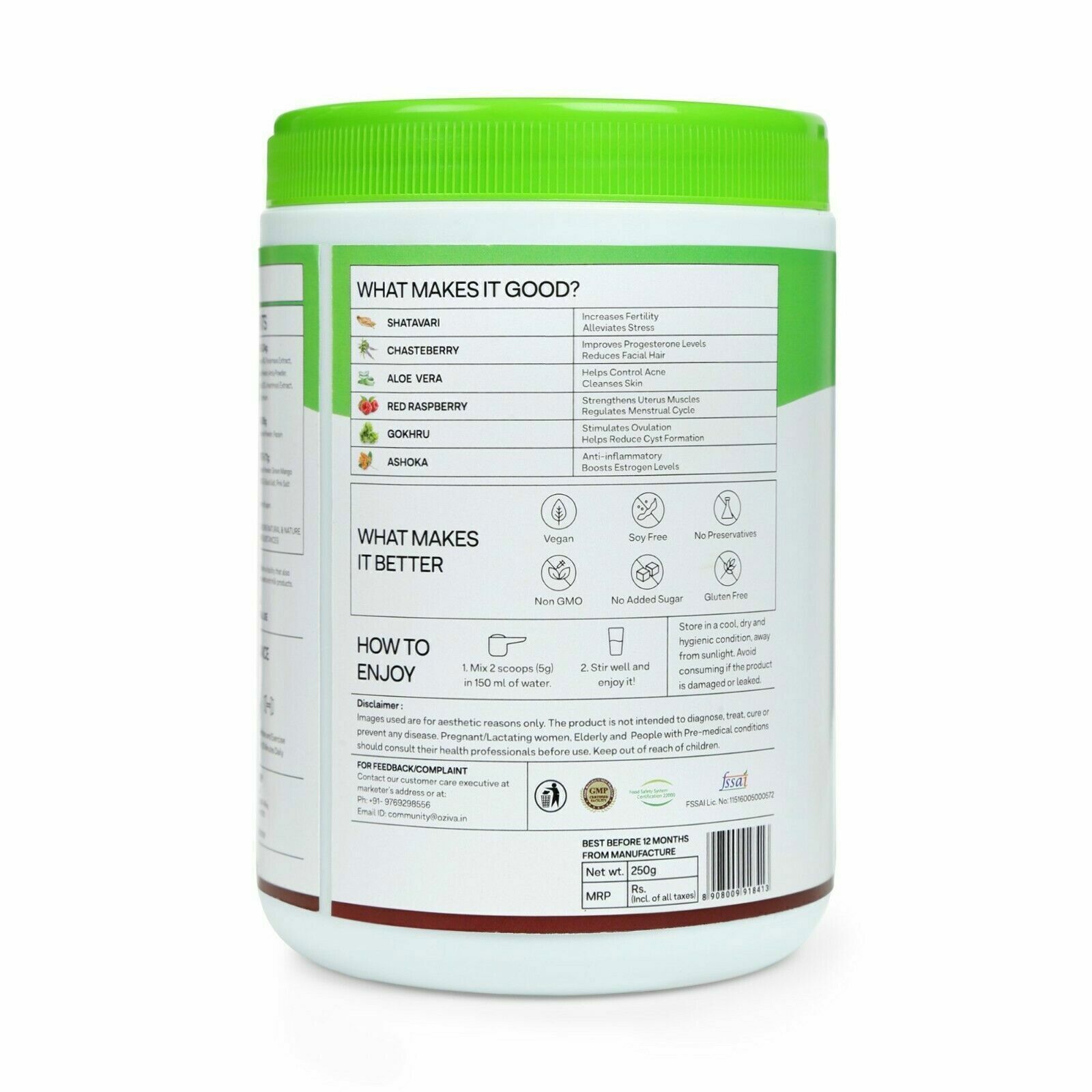 Oziva Plant Based Balance PCOS Balancing Revitalizing Tonic For Women 250Gm