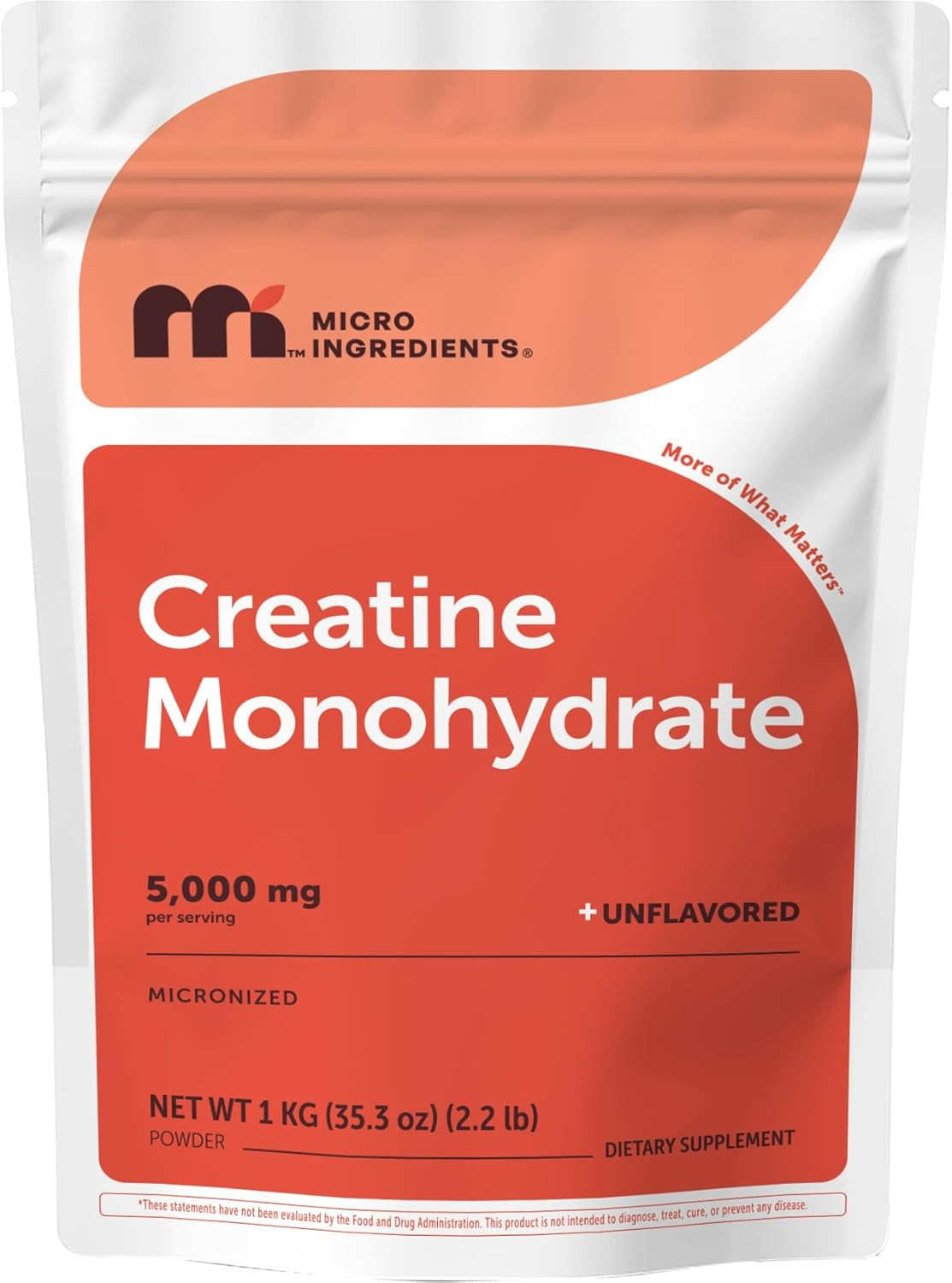 Creatine Monohydrate Powder 1 Kg (2.2 Lbs), 5000Mg per Serv, Micronized Creatine