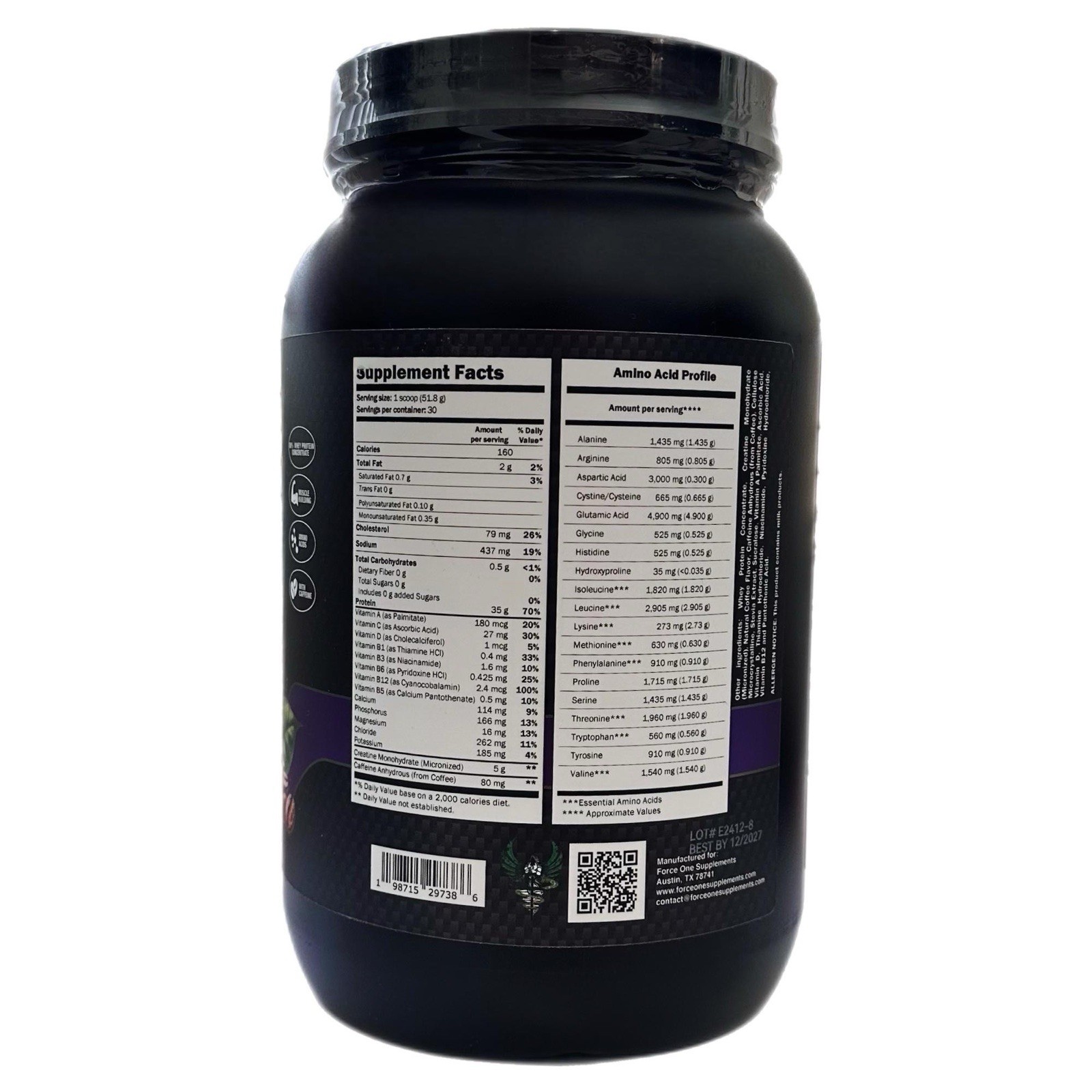 Force one Whey Protein Powder w/Creatine or Casein 3Ib-Choose Flavor-Zero Sugar