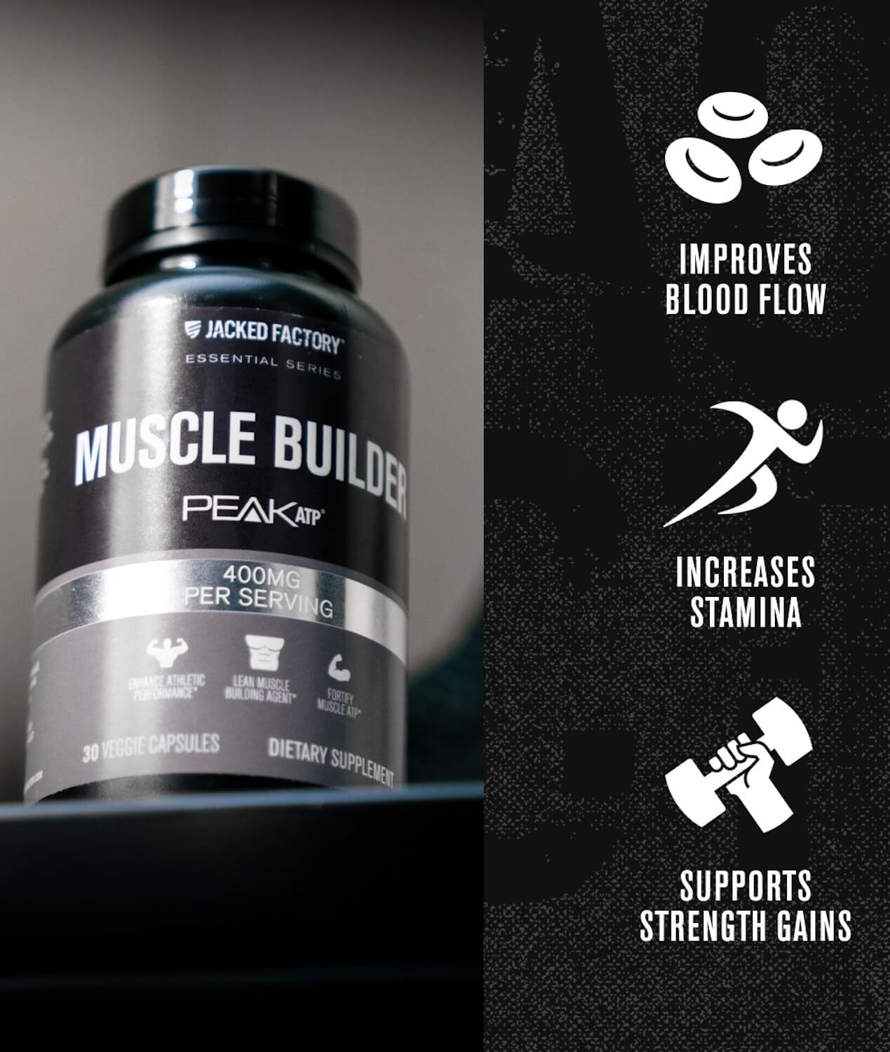 Essentials Muscle Builder – ATP Muscle Builder for Men with Peak ATP to Support