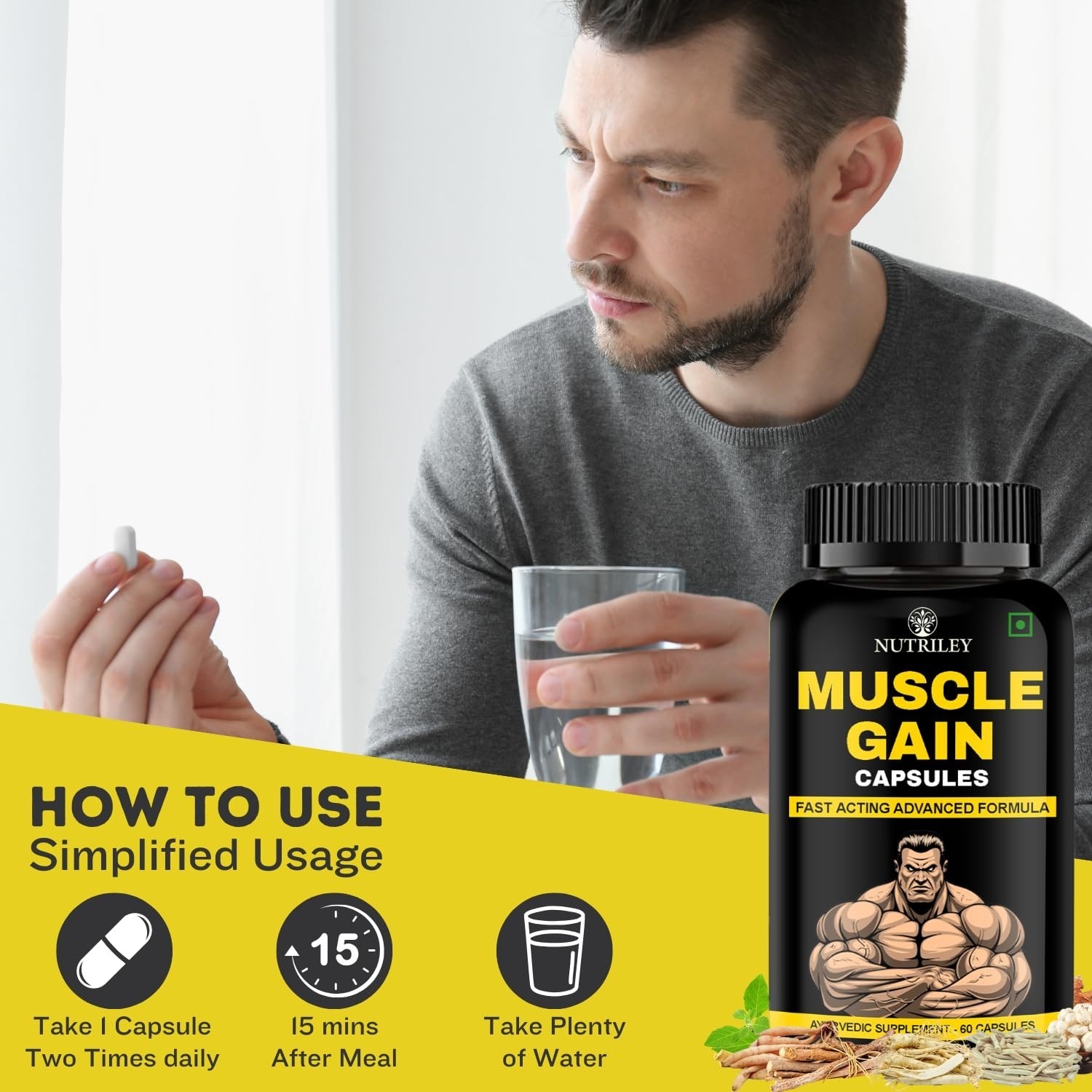Advanced Bodybuilding Supplement | 60 Capsules | Energy Support Muscle Mass Gain