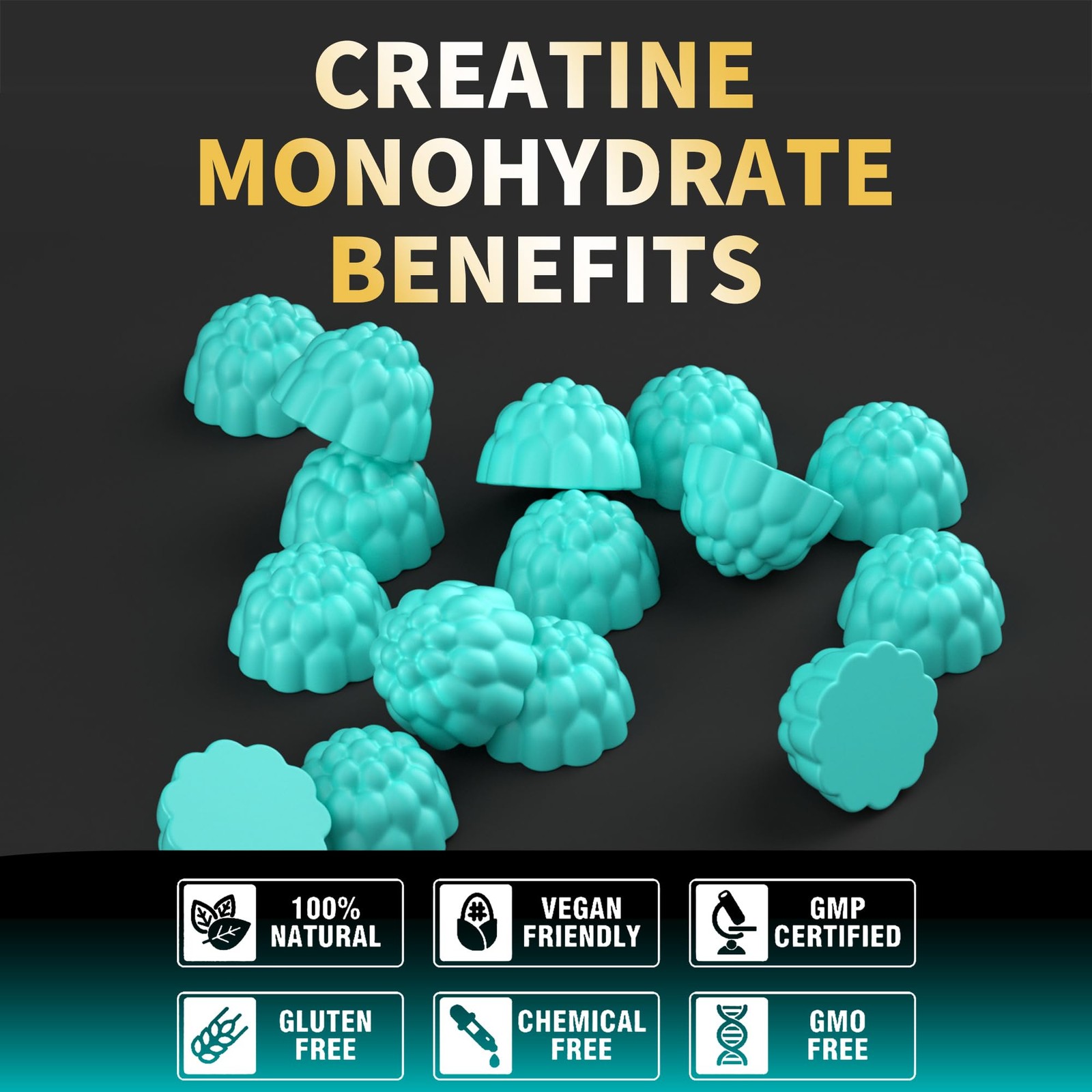 NSF Certified Creatine Gummy – Creatine Monohydrate Gummies for Men & Women-5…
