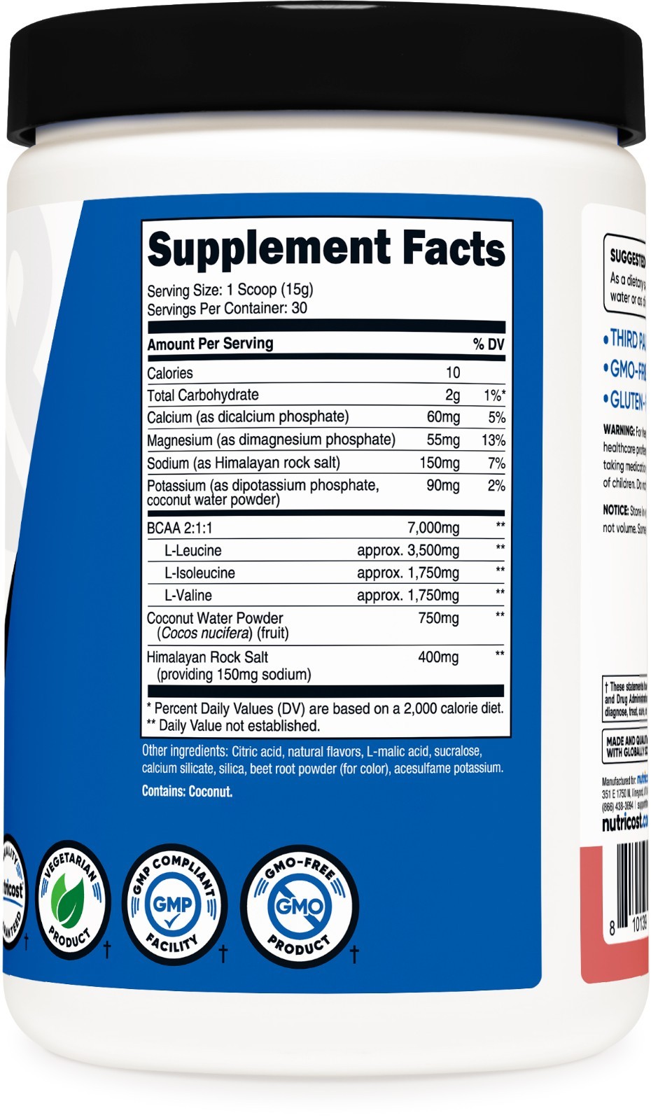 Nutricost BCAA+ Hydration Powder (Raspberry Lemonade) 30 Servings
