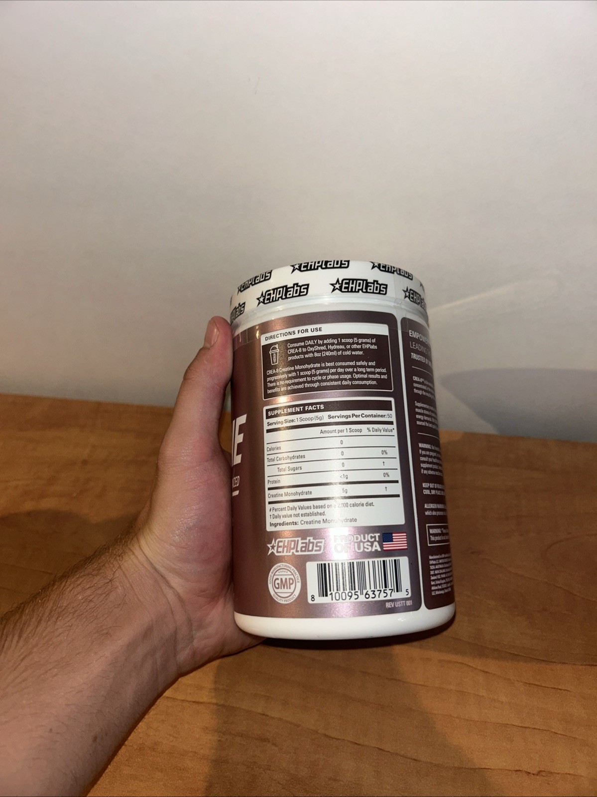 EHPlabs Creatine Monohydrate Powder Unflavored 50 Servings 250 g