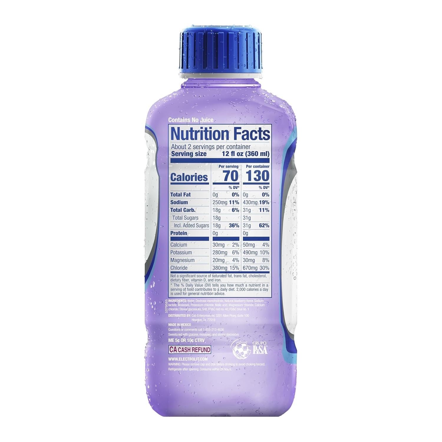 Electrolit, Electrolyte Beverage, Berry Bliss, 21 Fl Oz bottle (Pack of 12)